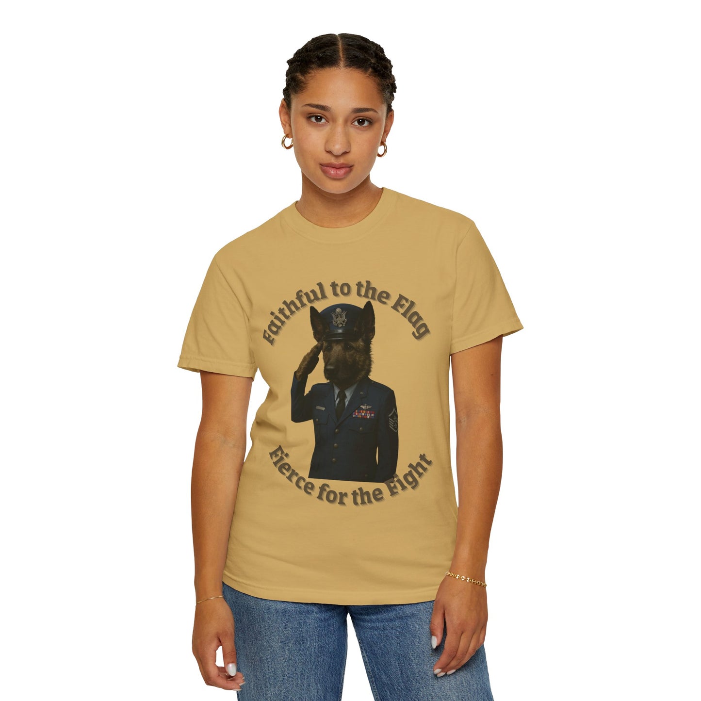 Patriotic Unisex T-Shirt, Faithful to the Flag Tee, Military Apparel, July 4th Shirt, Gifts for Veterans, Comfortable Casual Wear - Fantasy Dog Portraits