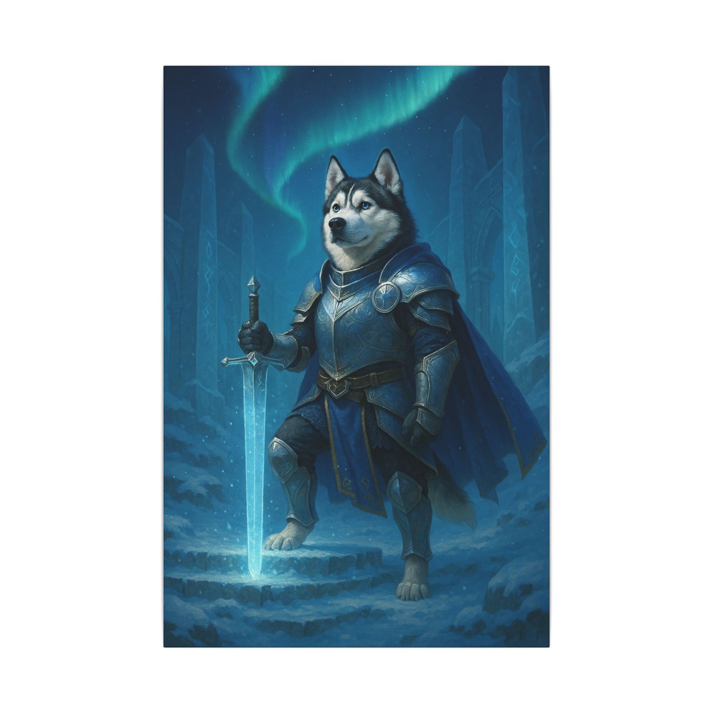 Husky Knight of the Aurora-Fantasy Dog Portraits - Fantasy Dog Portraits