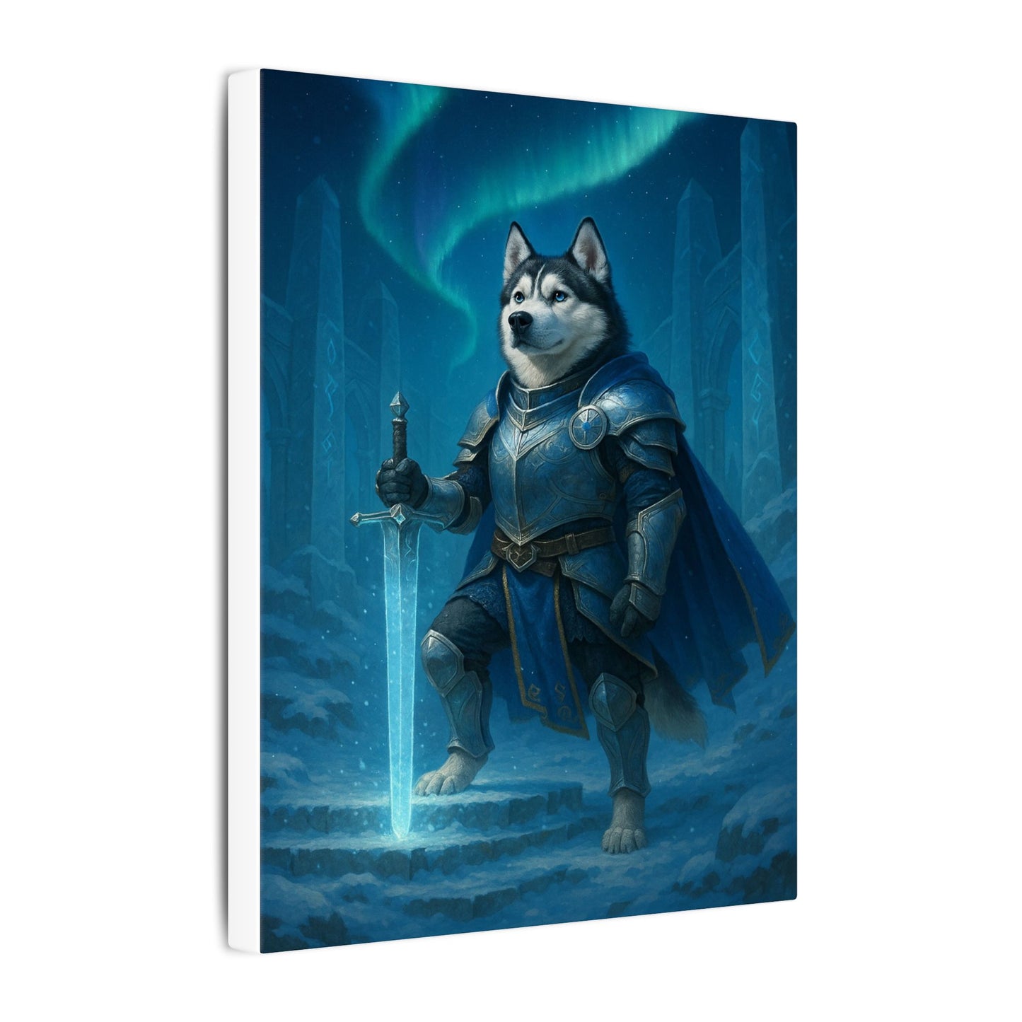 Husky Knight of the Aurora-Fantasy Dog Portraits - Fantasy Dog Portraits