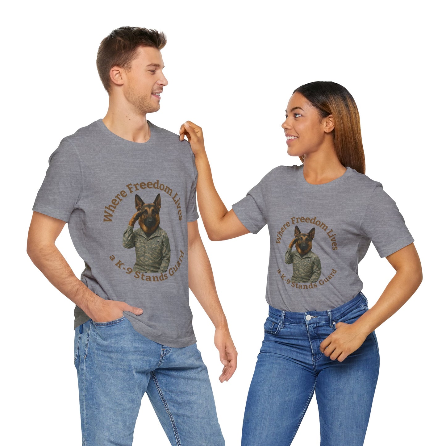 Air Force K-9 Guardian Tee: Where Freedom Lives, Dog Lover Gift, Military T-Shirt, Animal Lovers Apparel, Pet-Themed Casual Wear - Fantasy Dog Portraits