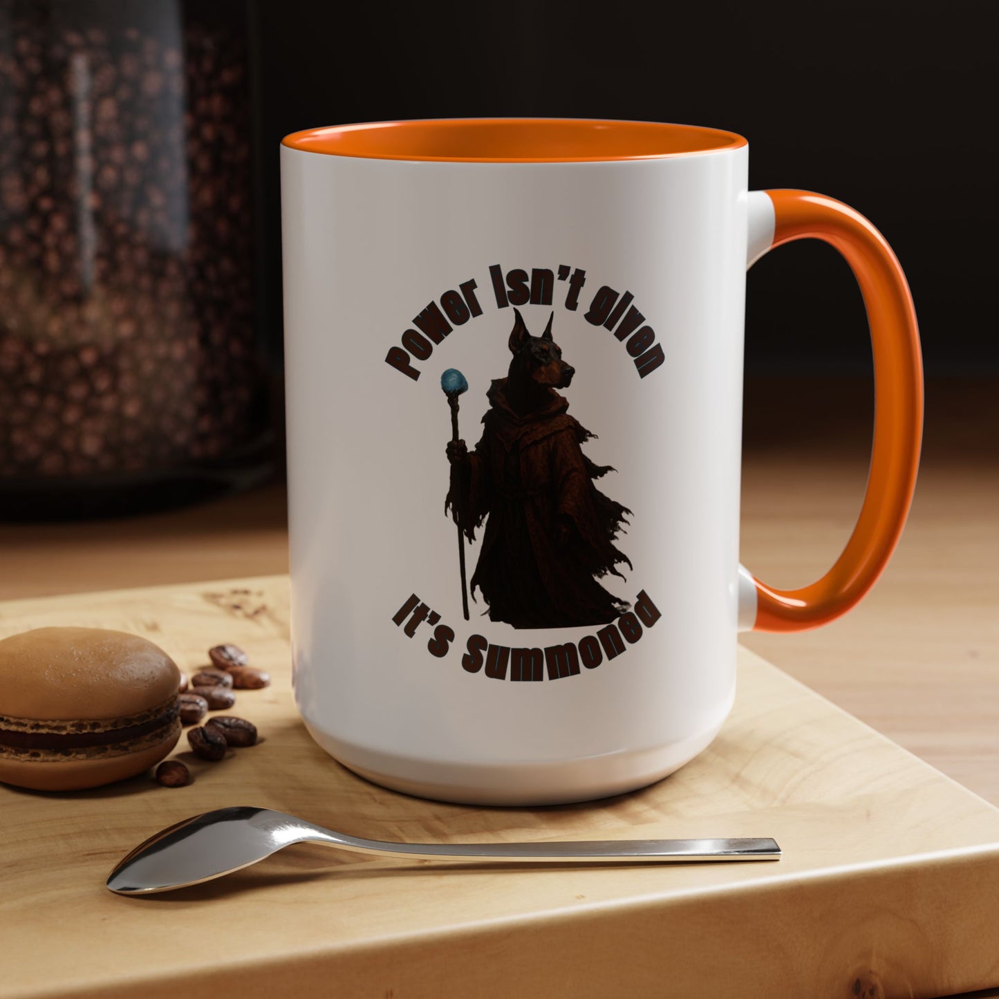 Mug - Wizard Dog with Power Stick Design - 11, 15oz - Fantasy Dog Portraits