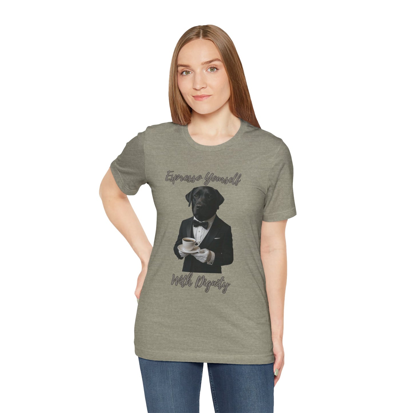 Unisex Stylish Dog Graphic Tee - 'Express Yourself With Dignity', Pet Lover's Shirt, Gift for Dog Owners, Cute Casual Wear, Animal Lover's Tee