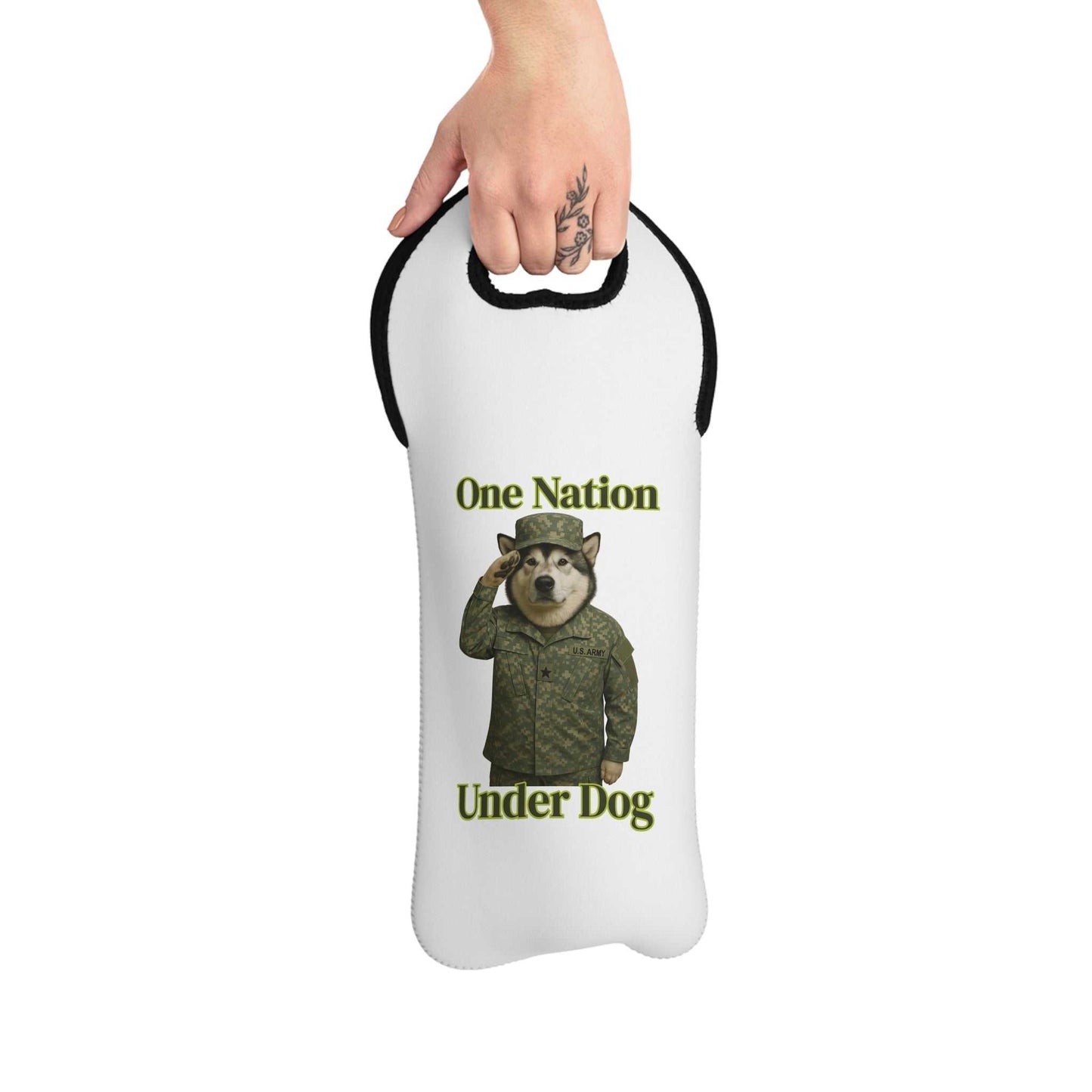 Copy of Patriotic Dog Wine Tote Bag - Unique Gift for Dog Lovers, Military Appreciation, Outdoor Events, Wine Enthusiasts - Fantasy Dog Portraits
