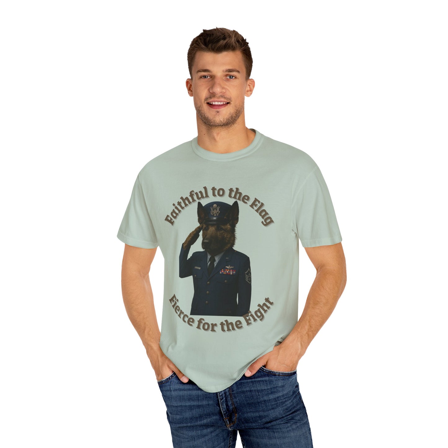 Patriotic Unisex T-Shirt, Faithful to the Flag Tee, Military Apparel, July 4th Shirt, Gifts for Veterans, Comfortable Casual Wear - Fantasy Dog Portraits