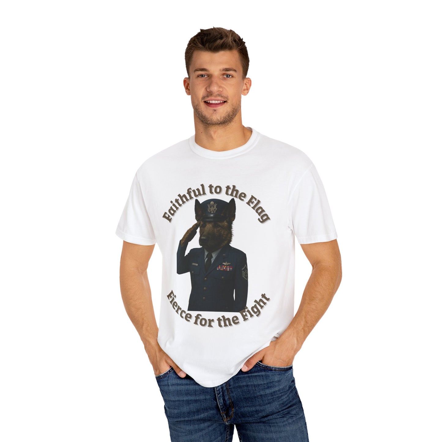 Patriotic Unisex T-Shirt, Faithful to the Flag Tee, Military Apparel, July 4th Shirt, Gifts for Veterans, Comfortable Casual Wear - Fantasy Dog Portraits