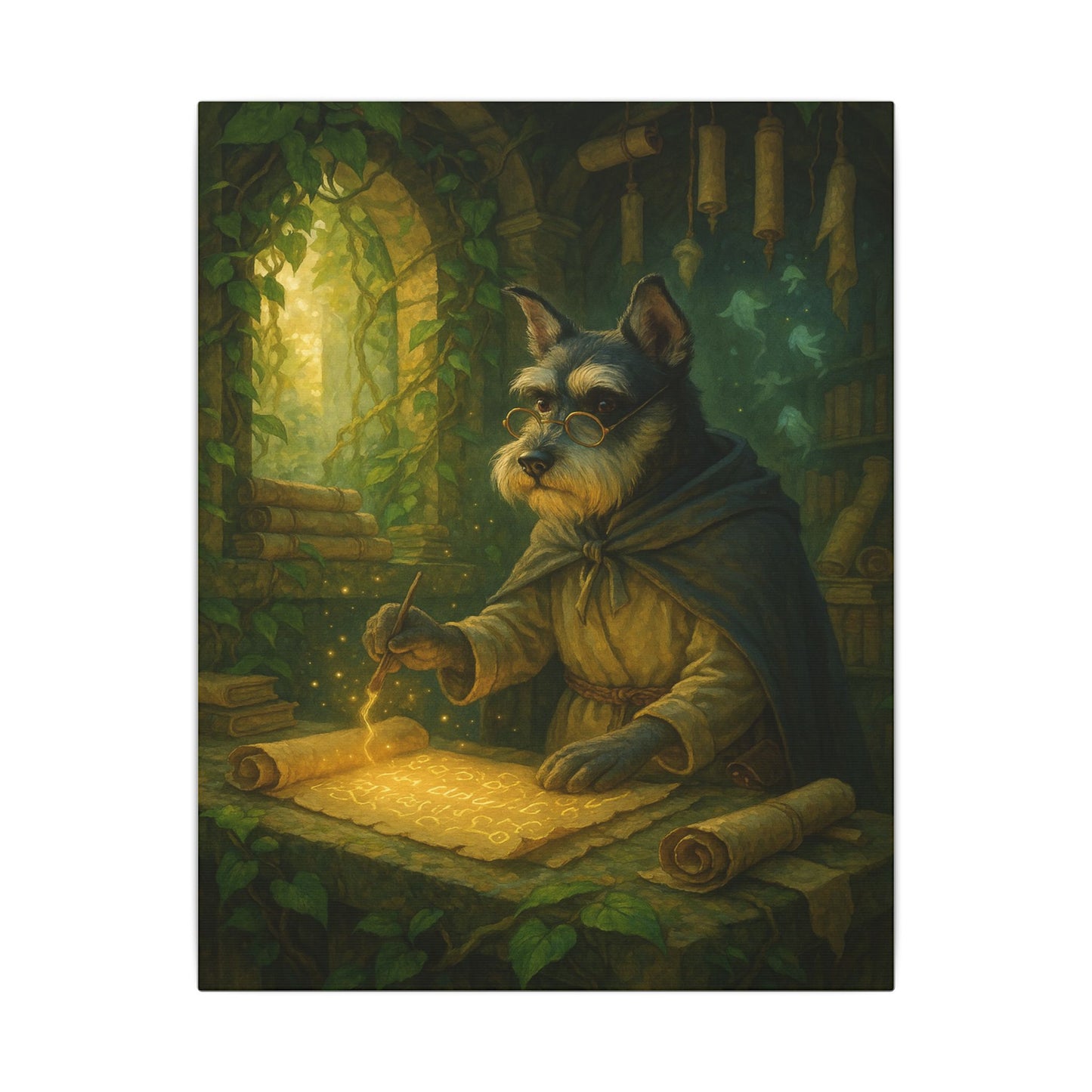 Canine Scholar's Mystical Scroll-Fantasy Dog Portraits - Fantasy Dog Portraits