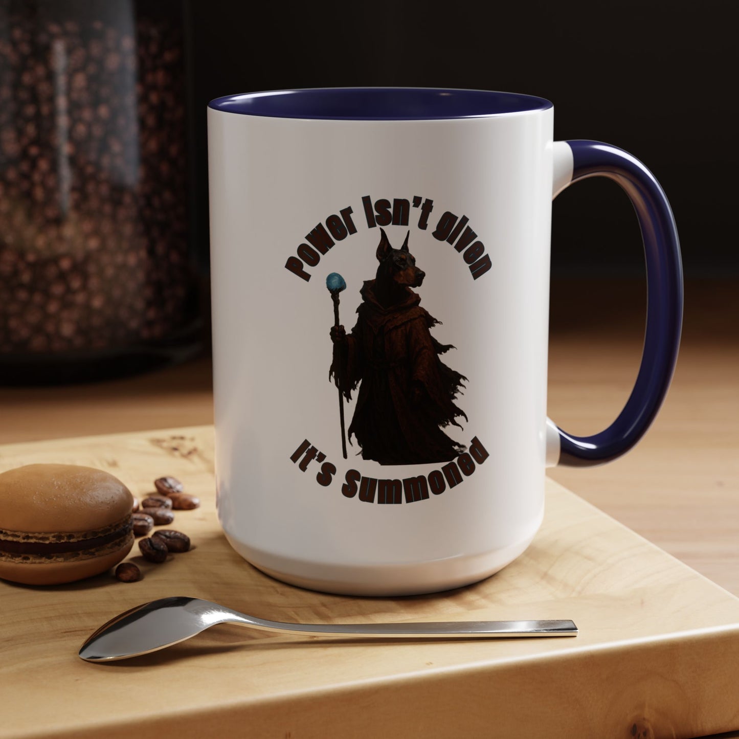 Mug - Wizard Dog with Power Stick Design - 11, 15oz - Fantasy Dog Portraits