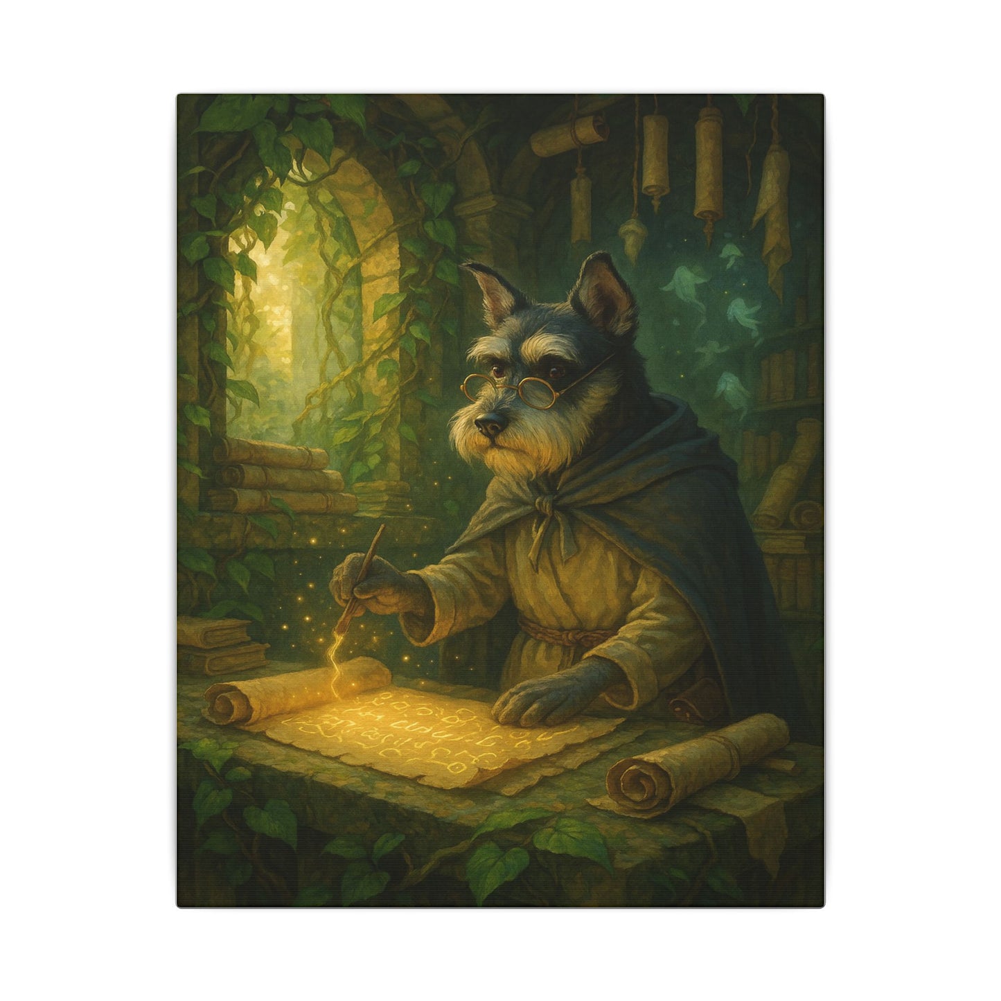 Canine Scholar's Mystical Scroll-Fantasy Dog Portraits - Fantasy Dog Portraits