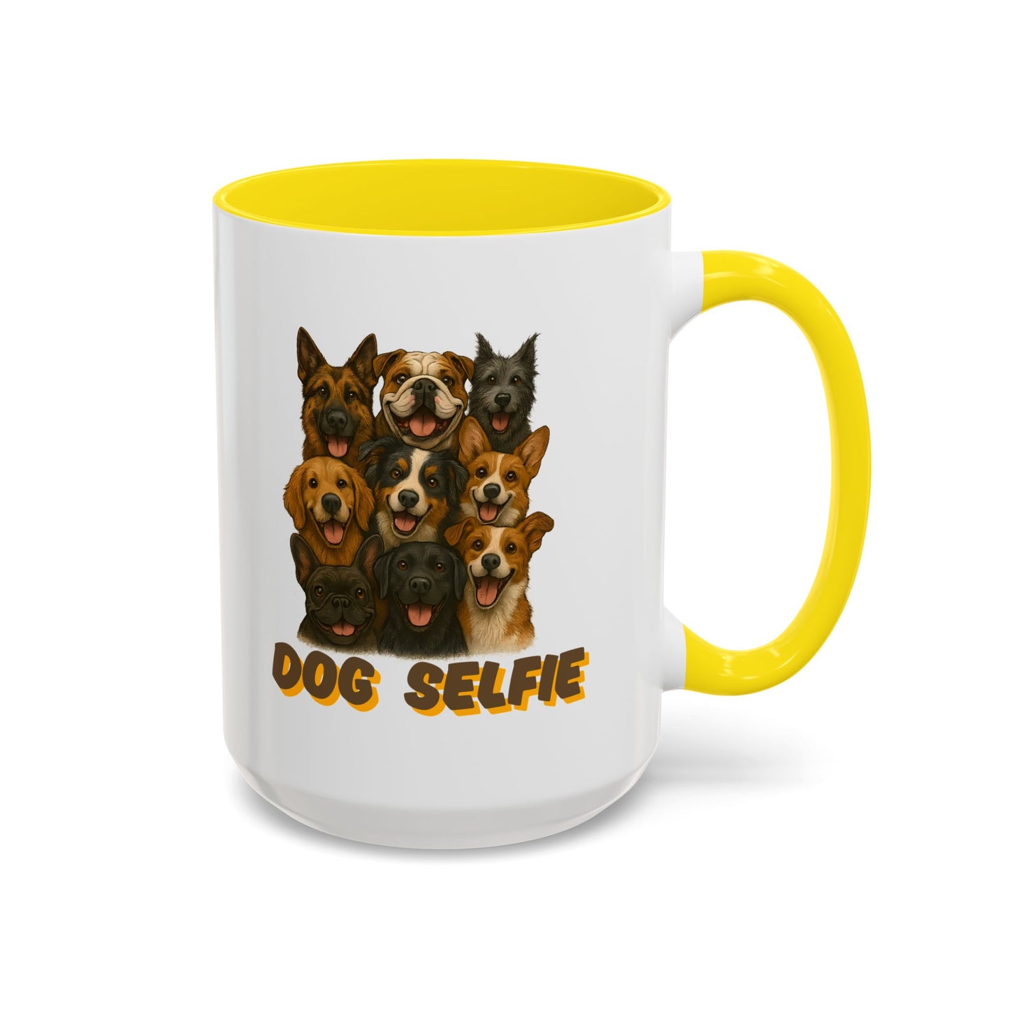Dog Lover's Accent Coffee Mug - Perfect Gift for Pet Owners, Dog Selfie Mug, Ceramic Coffee Cup, Funny Dog Gift, Home & Kitchen Decor - Fantasy Dog Portraits