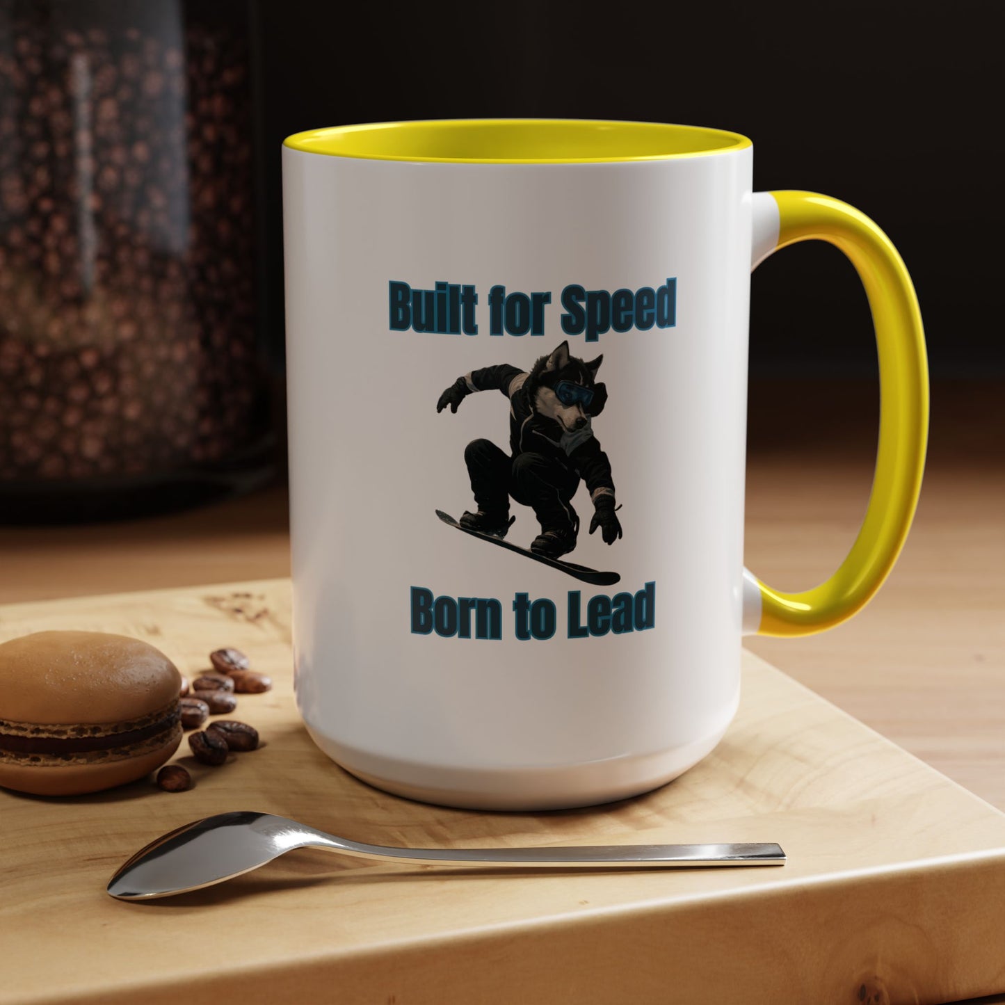Mug - Dog on Snowboard Coffee Mug (11, 15oz) - Fantasy Dog Portraits