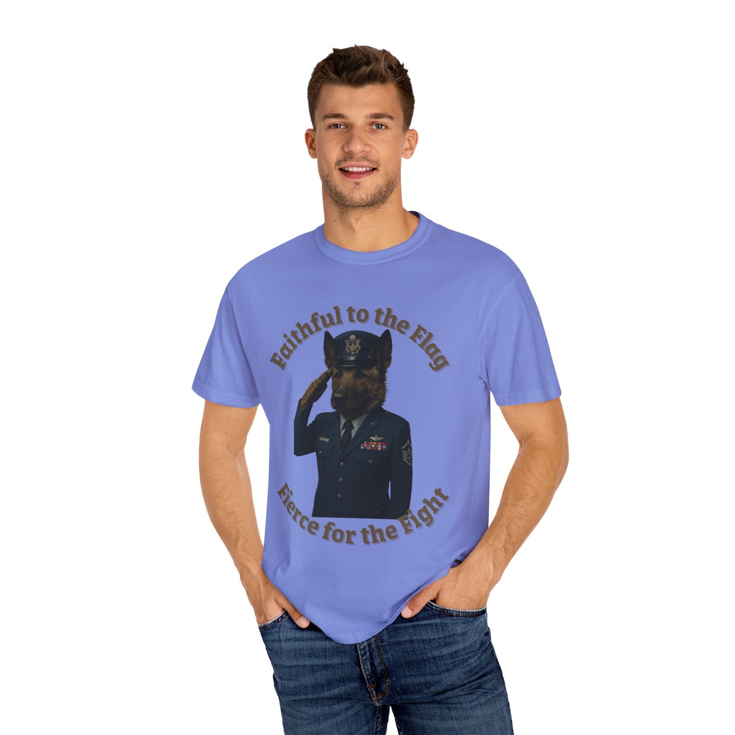 Patriotic Unisex T-Shirt, Faithful to the Flag Tee, Military Apparel, July 4th Shirt, Gifts for Veterans, Comfortable Casual Wear - Fantasy Dog Portraits