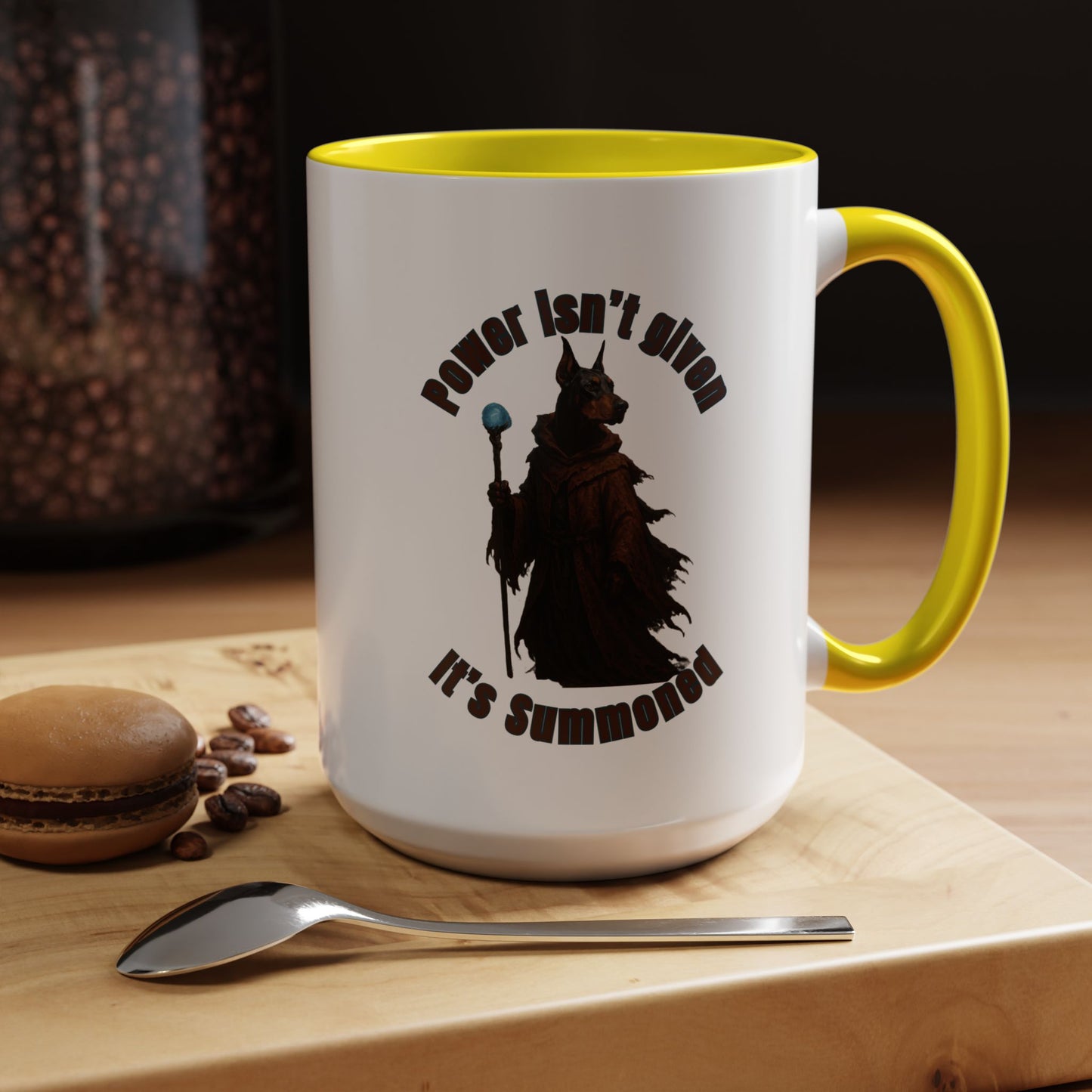 Mug - Wizard Dog with Power Stick Design - 11, 15oz - Fantasy Dog Portraits