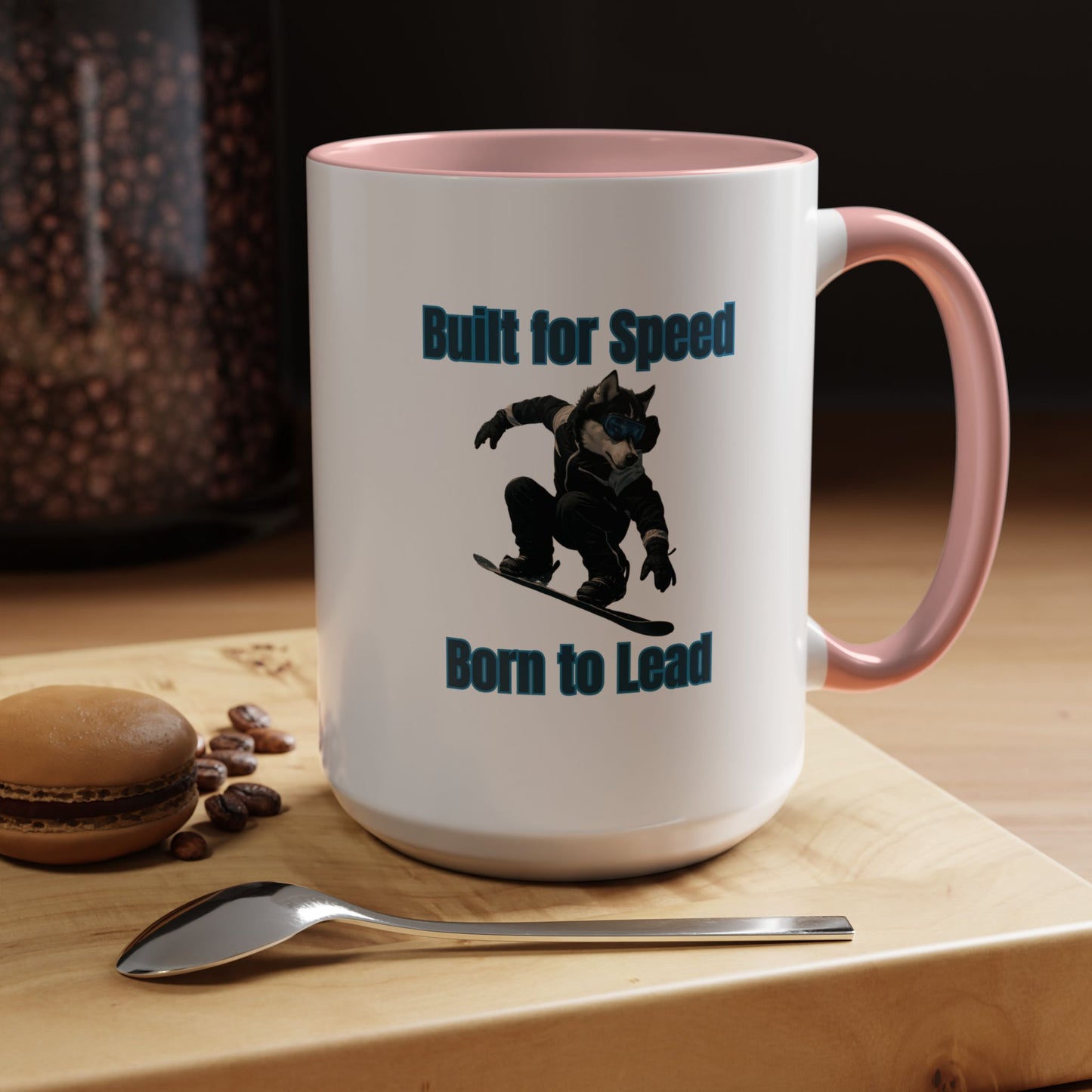 Mug - Dog on Snowboard Coffee Mug (11, 15oz) - Fantasy Dog Portraits