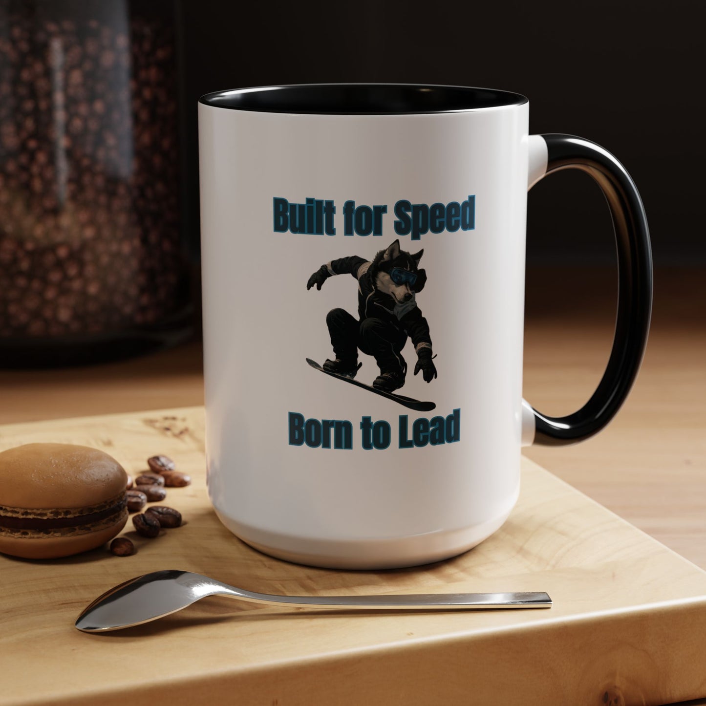 Mug - Dog on Snowboard Coffee Mug (11, 15oz) - Fantasy Dog Portraits