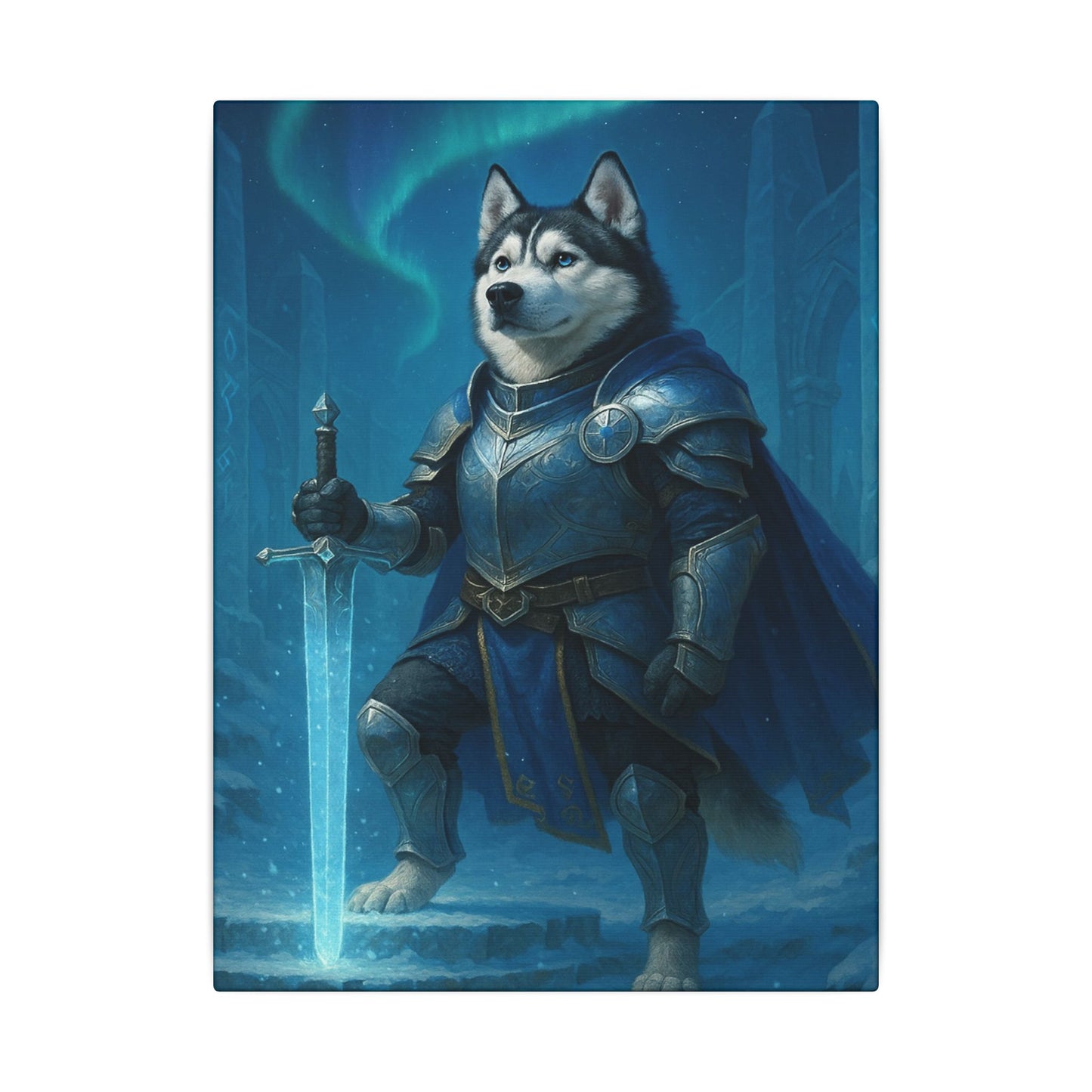 Husky Knight of the Aurora-Fantasy Dog Portraits - Fantasy Dog Portraits