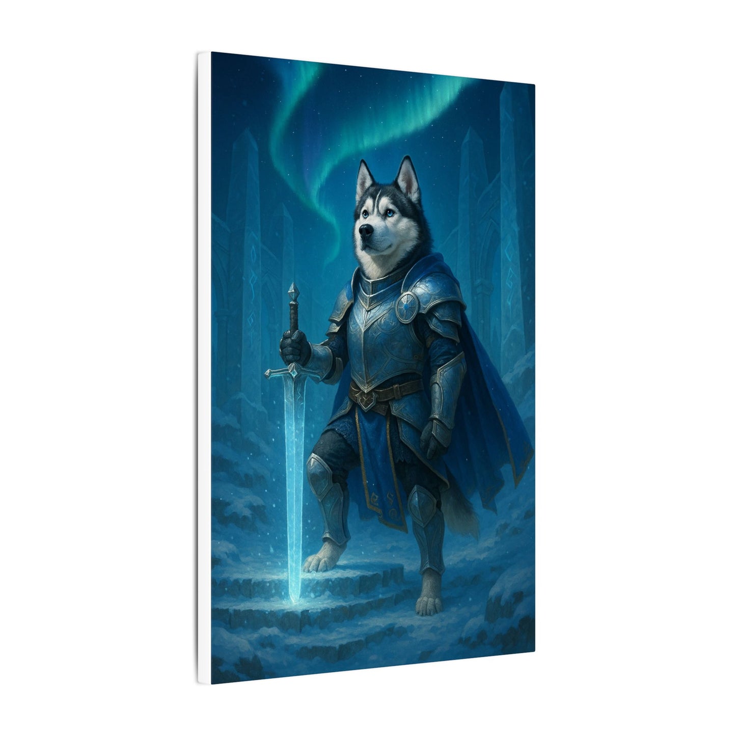 Husky Knight of the Aurora-Fantasy Dog Portraits - Fantasy Dog Portraits