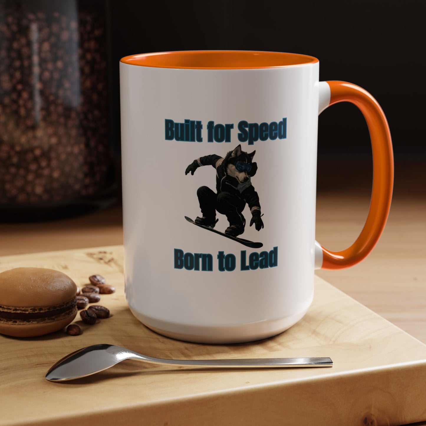 Mug - Dog on Snowboard Coffee Mug (11, 15oz) - Fantasy Dog Portraits