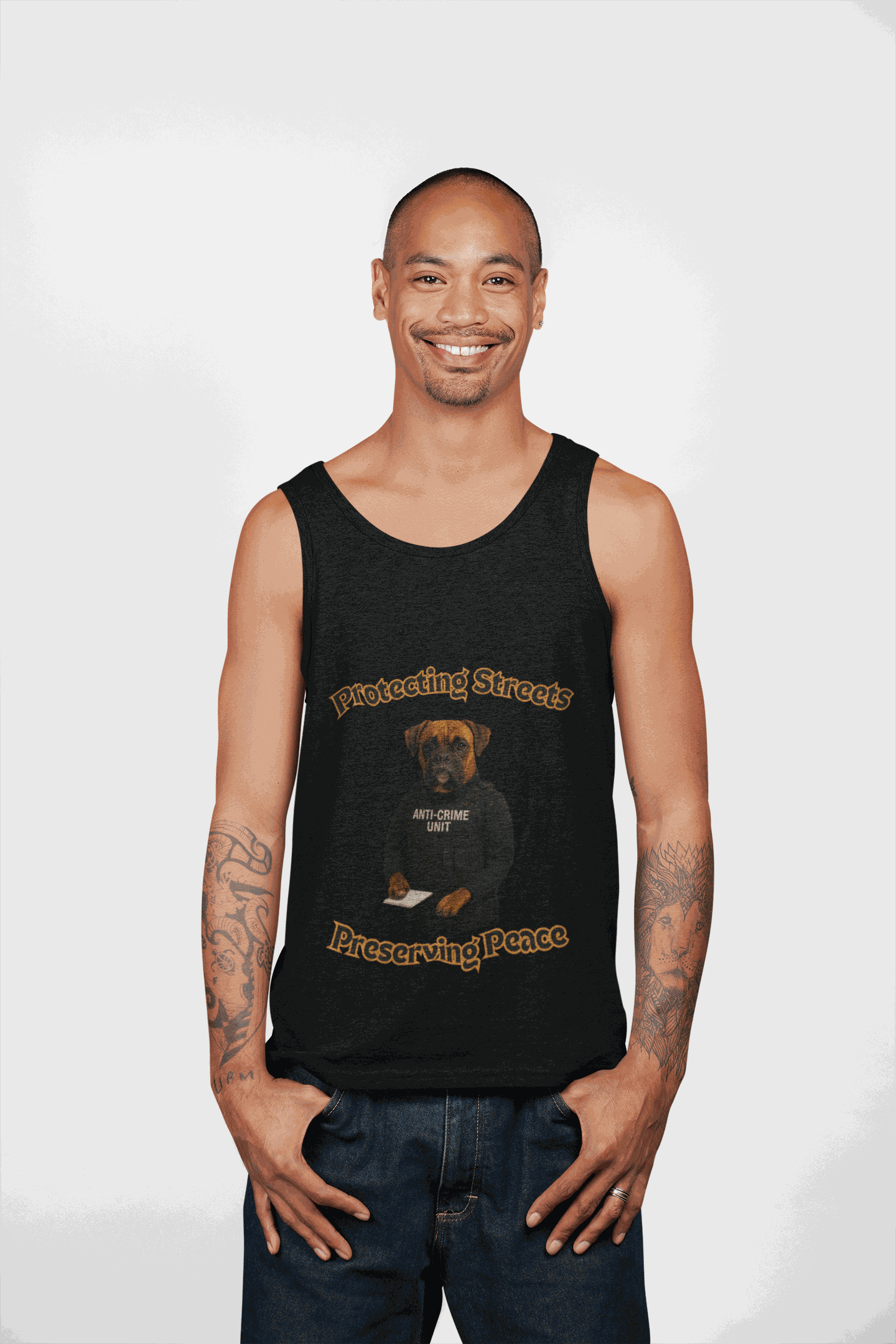 Protecting Streets Unisex Jersey Tank Top, Graphic Tee for Dog Lovers, Perfect for Casual Wear, Gift for Friends, Summer Outing - Fantasy Dog Portraits
