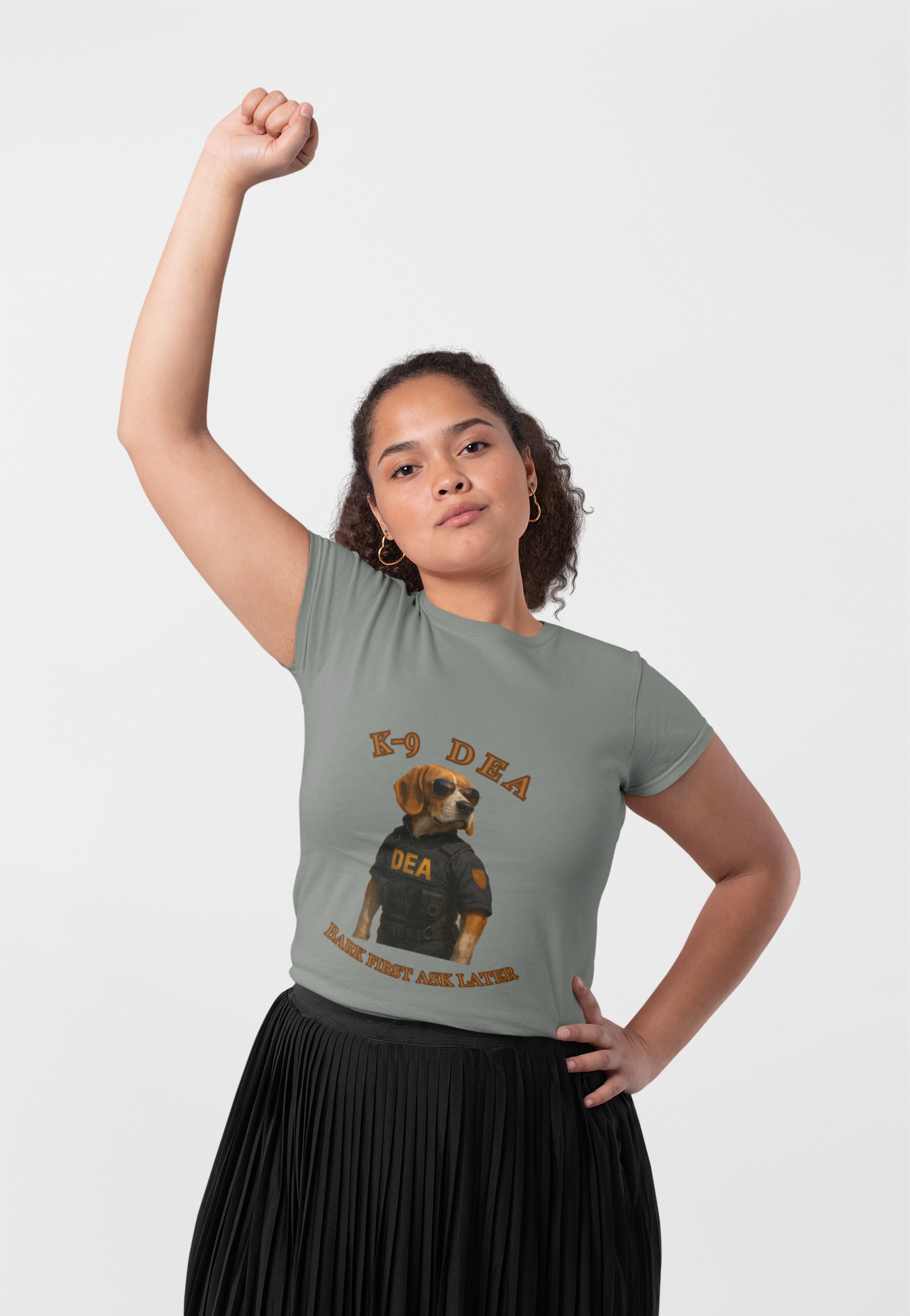 K-9 DEA Dog Lover T-Shirt | Funny Pet Tee, Unisex Graphic Shirt for Dog Owners, Gift for Animal Lovers, Casual Wear, Bark First Ask Later - Fantasy Dog Portraits