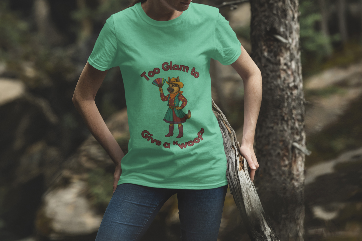 Too Glam to Give a Woof Unisex T-Shirt, Fun Dog Lover Tee, Gift for Pet Owners, Casual Dog-Themed Apparel, Perfect for Pets Day - Fantasy Dog Portraits