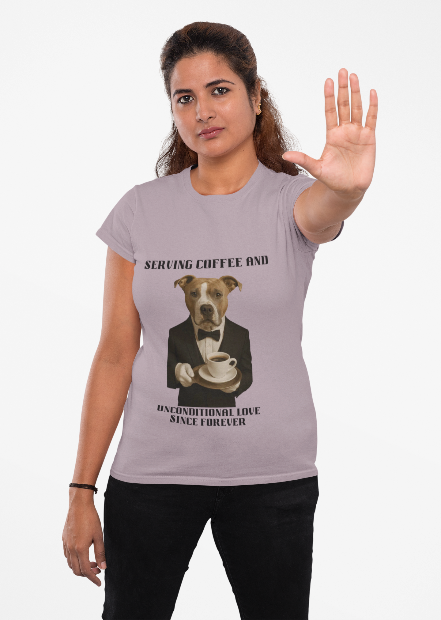 Dog Lover's Unisex Tee - Serving Coffee and Unconditional Love, Pet Lover Gift, Animal Enthusiast Shirt, Perfect for Dog Moms & Dads