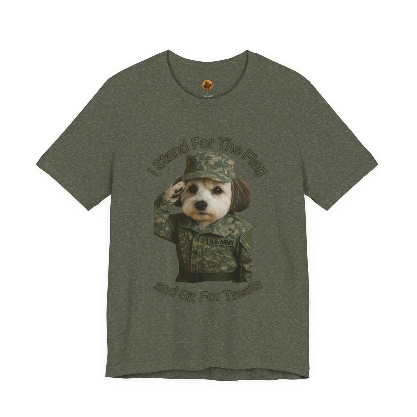 Patriotic Dog Graphic Tee, Funny Military Dog Shirt, Unisex Humor Tee, Gift for Dog Lovers, Independence Day Top Printify