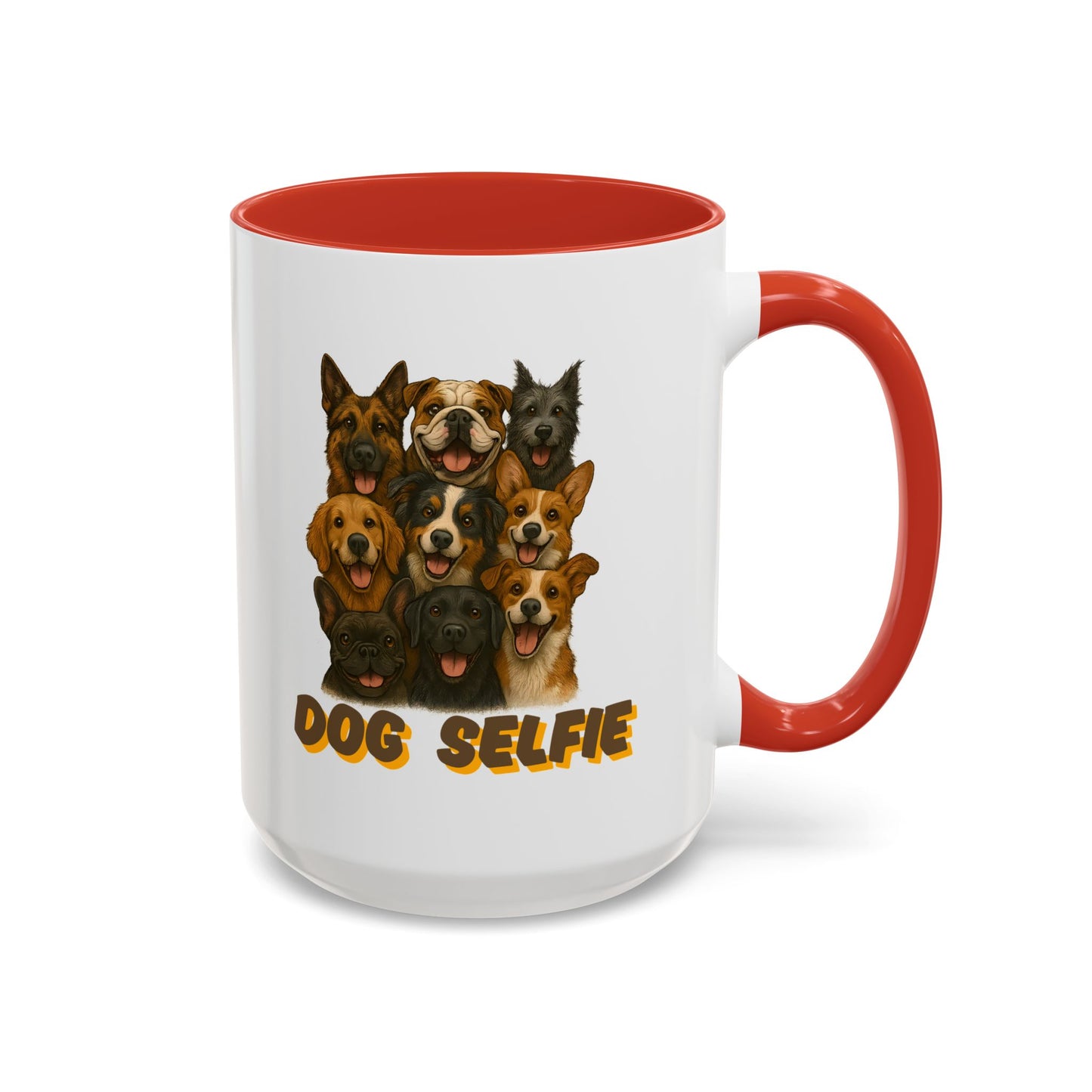 Dog Lover's Accent Coffee Mug - Perfect Gift for Pet Owners, Dog Selfie Mug, Ceramic Coffee Cup, Funny Dog Gift, Home & Kitchen Decor - Fantasy Dog Portraits