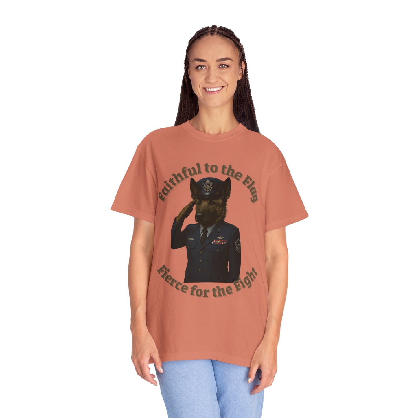 Patriotic Unisex T-Shirt, Faithful to the Flag Tee, Military Apparel, July 4th Shirt, Gifts for Veterans, Comfortable Casual Wear - Fantasy Dog Portraits