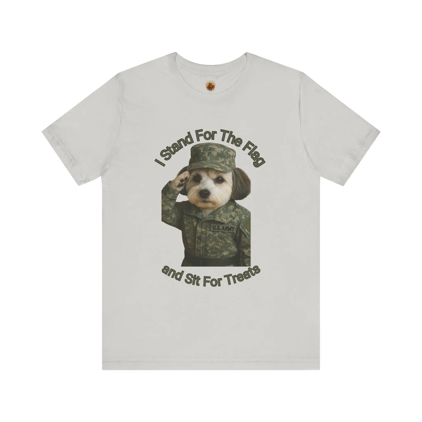 Patriotic Dog Graphic Tee, Funny Military Dog Shirt, Unisex Humor Tee, Gift for Dog Lovers, Independence Day Top Printify