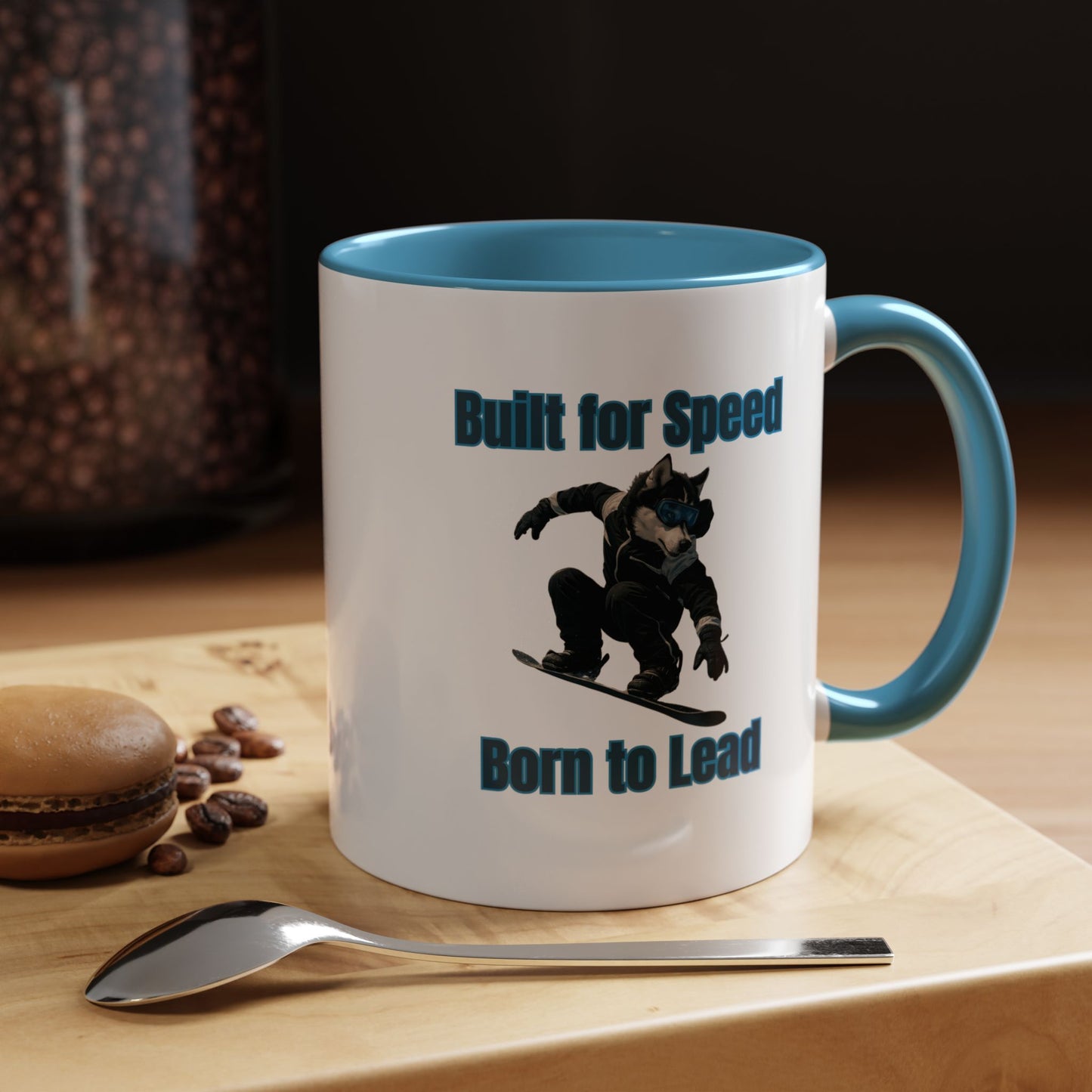 Mug - Dog on Snowboard Coffee Mug (11, 15oz) - Fantasy Dog Portraits