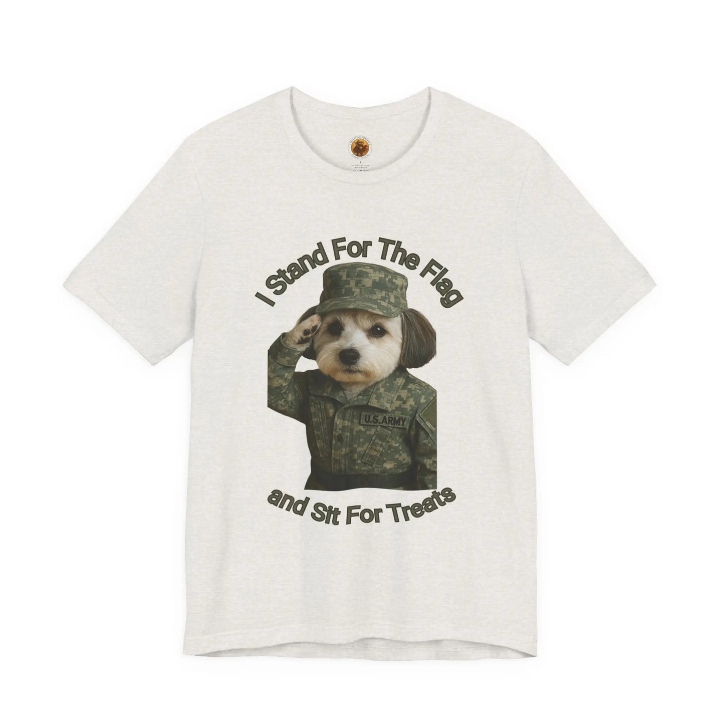Patriotic Dog Graphic Tee, Funny Military Dog Shirt, Unisex Humor Tee, Gift for Dog Lovers, Independence Day Top Printify