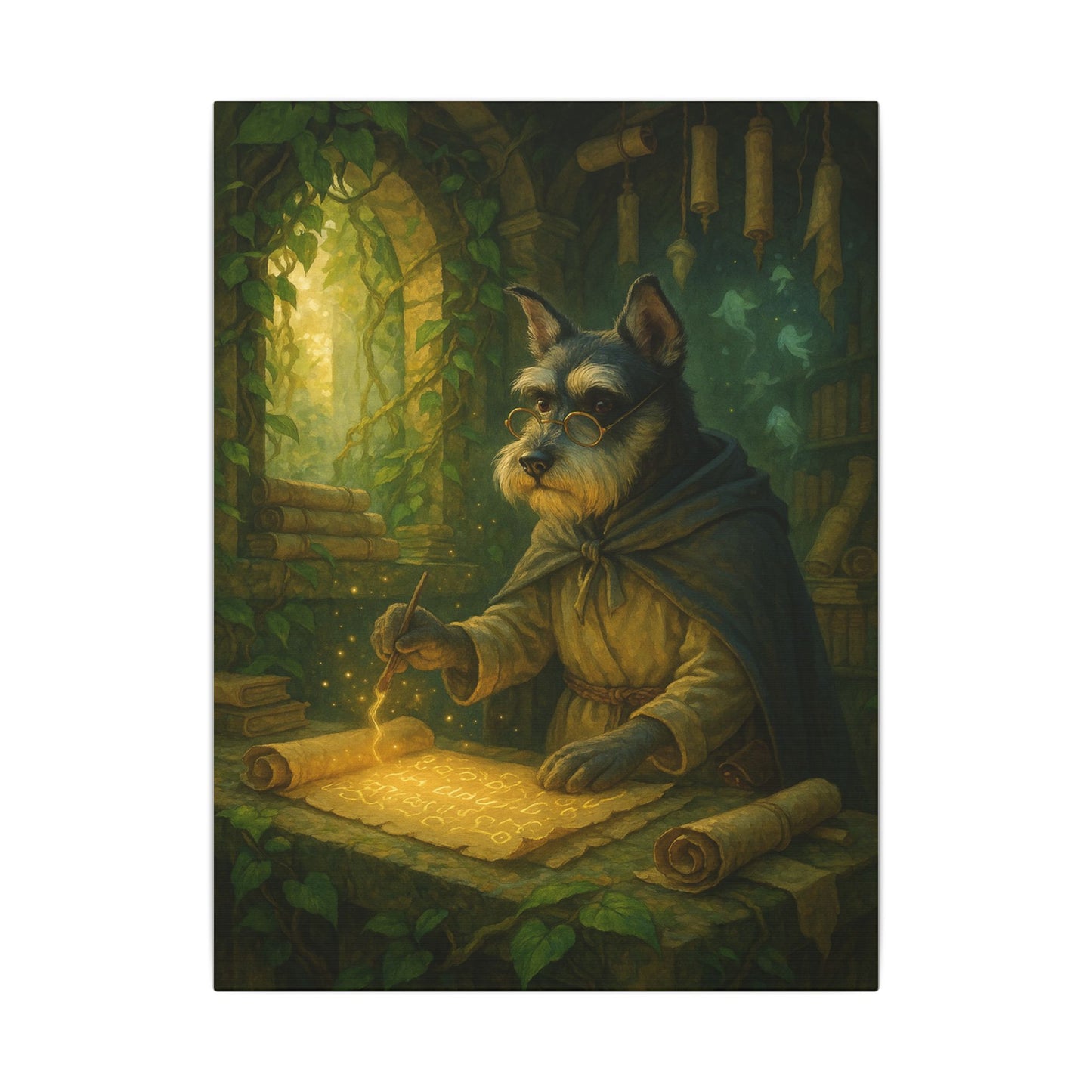Canine Scholar's Mystical Scroll-Fantasy Dog Portraits - Fantasy Dog Portraits