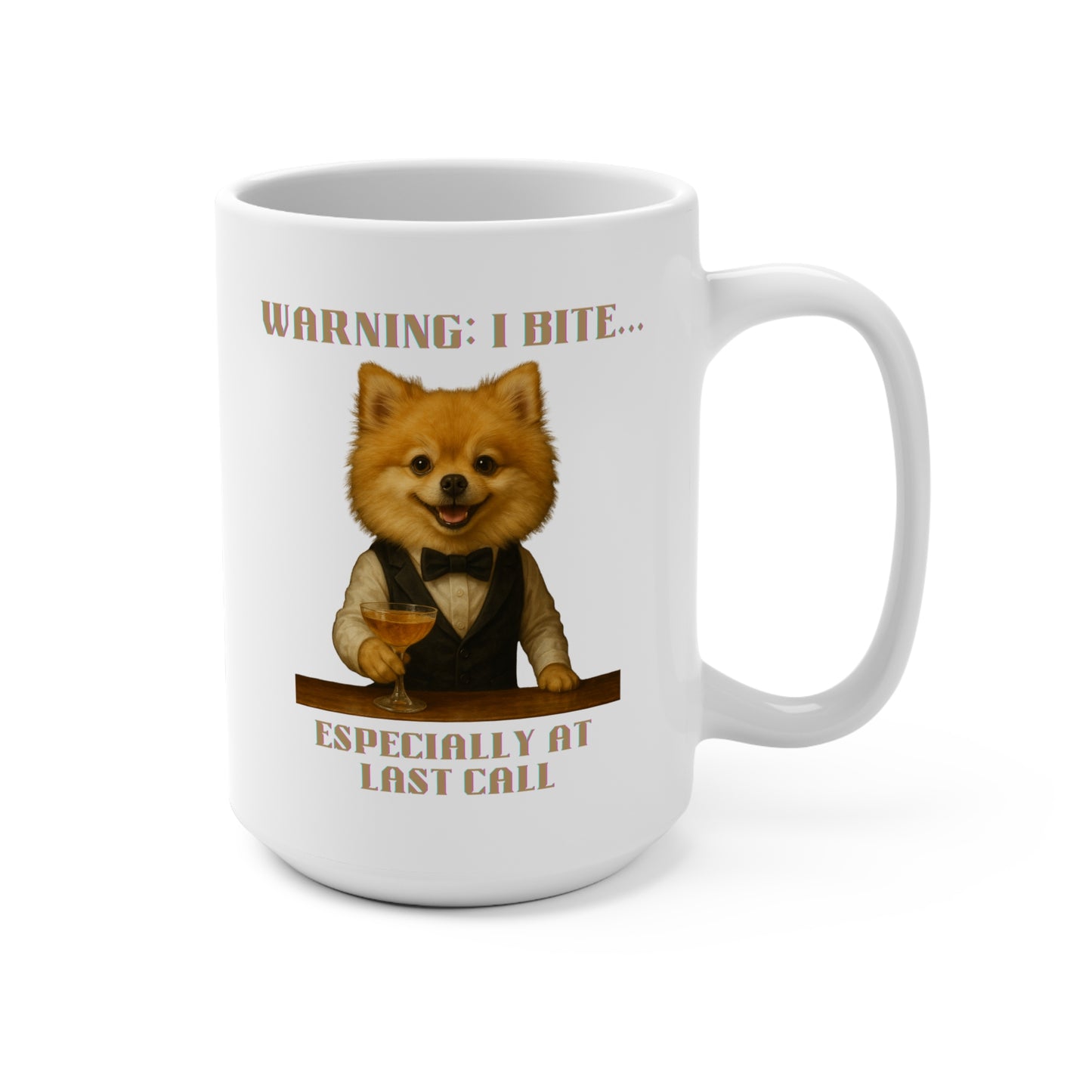 Punny Pet Lover Mug, Cute Dog Mug, Warning I Bite Coffee Cup, Funny Animal Lover Gift, Unique 15oz Drinkware for Dog Owners