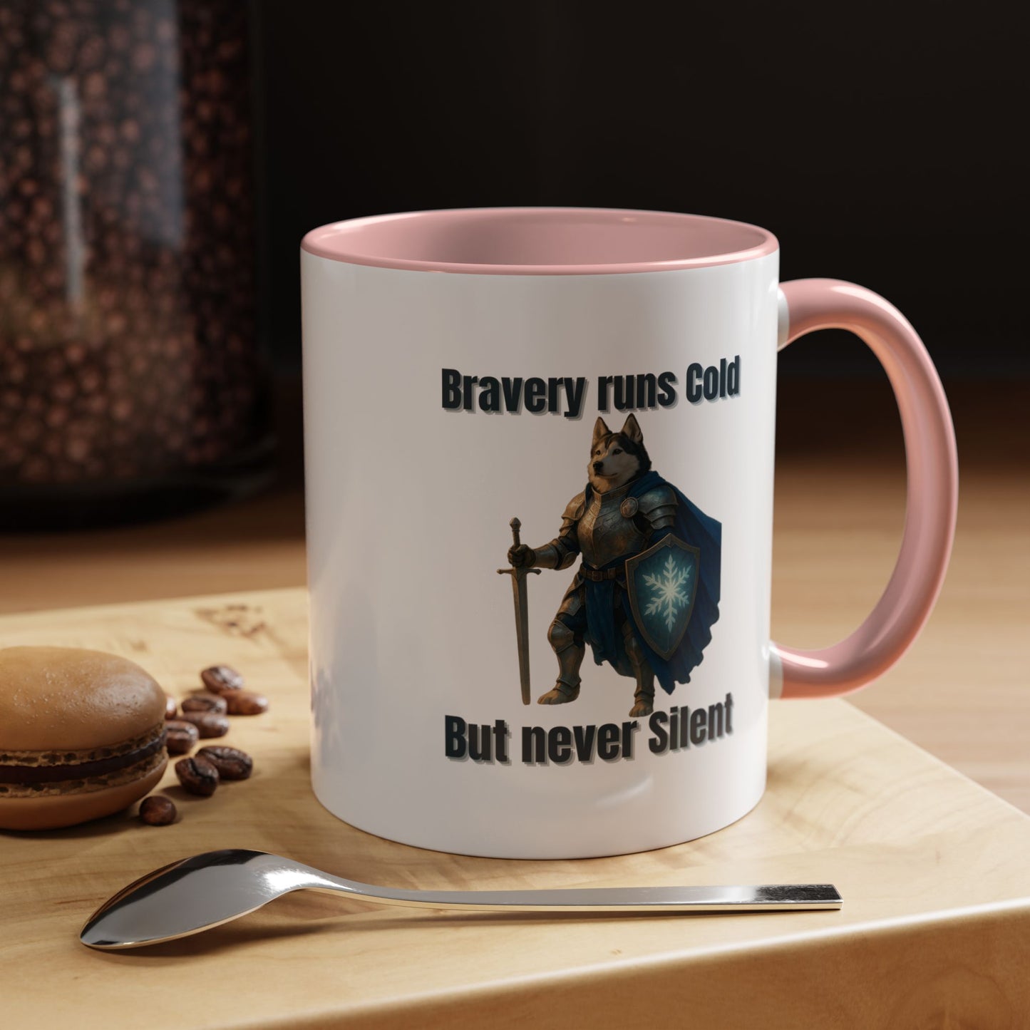 Mug, Knight Dog Holding Shield and Sword Design - Fantasy Dog Portraits