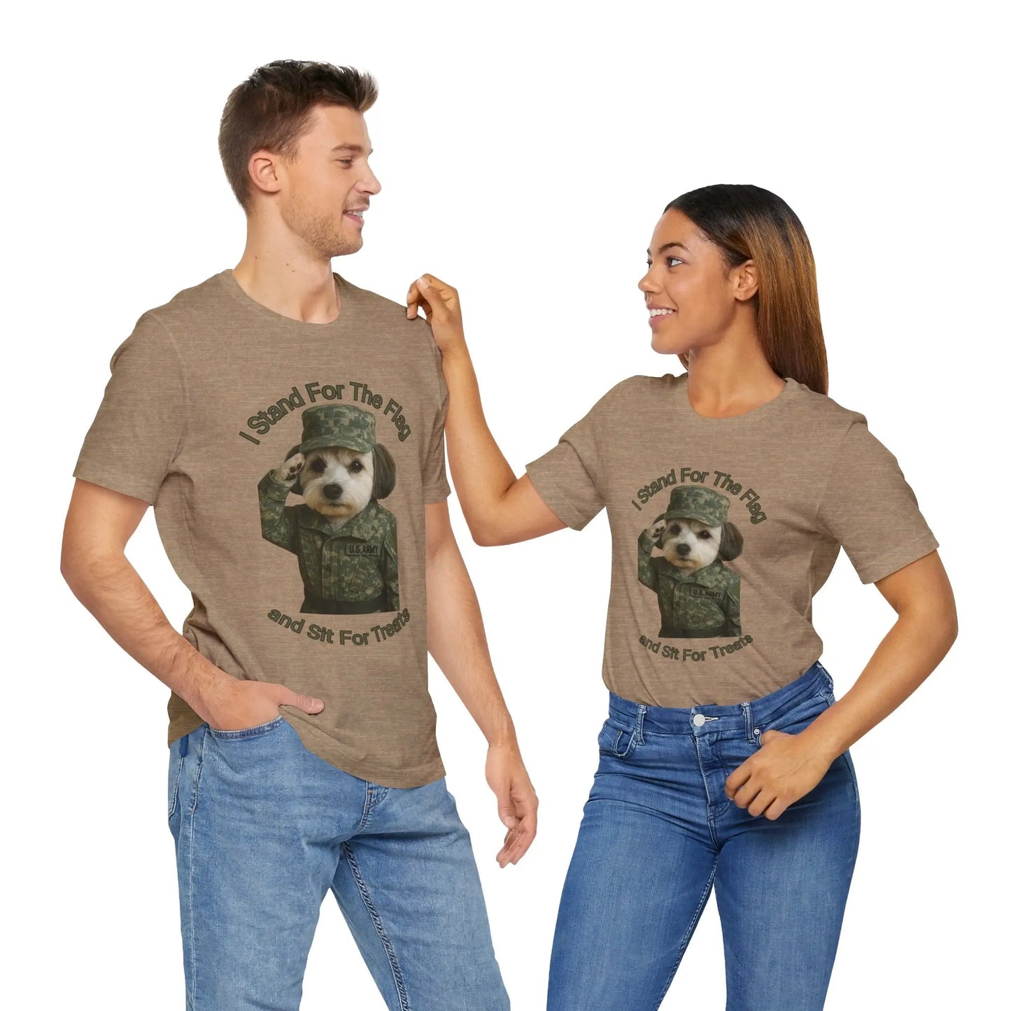 Patriotic Dog Graphic Tee, Funny Military Dog Shirt, Unisex Humor Tee, Gift for Dog Lovers, Independence Day Top Printify