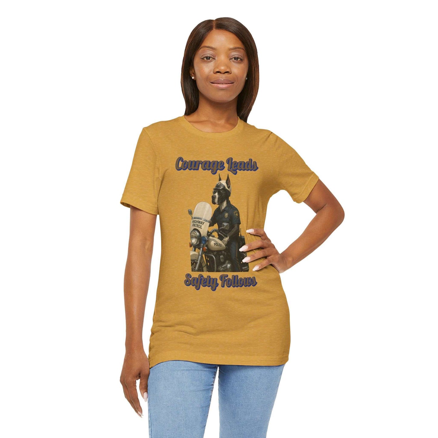 Courage Leads Safety Follows T-Shirt, Motivational Tee, Law Enforcement Gift, Inspirational Quote Shirt, Police Support Apparel - Fantasy Dog Portraits