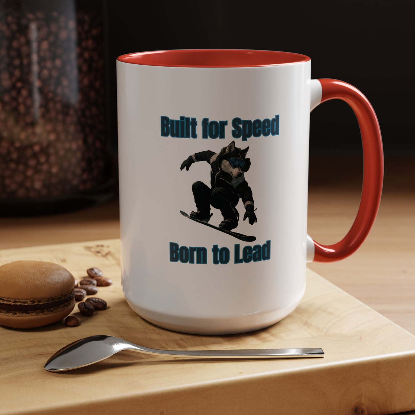 Mug - Dog on Snowboard Coffee Mug (11, 15oz) - Fantasy Dog Portraits