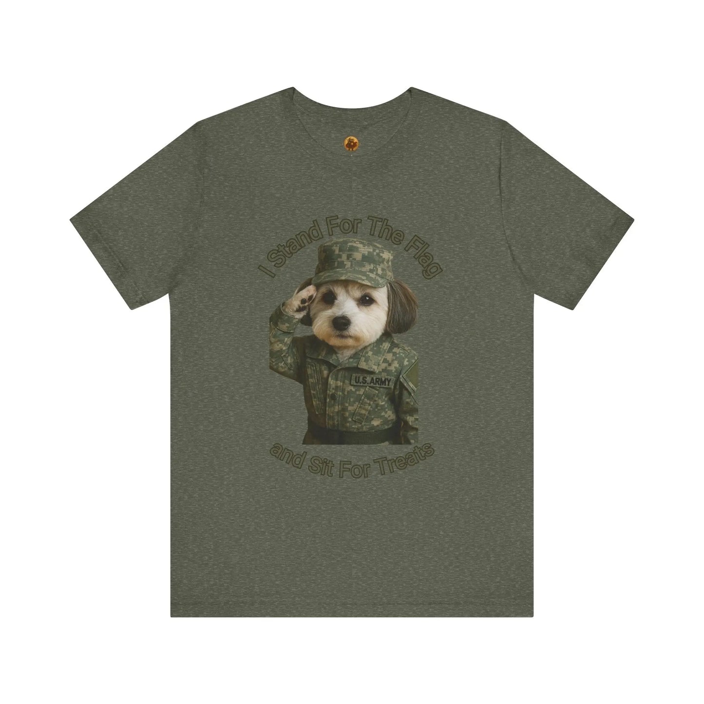 Patriotic Dog Graphic Tee, Funny Military Dog Shirt, Unisex Humor Tee, Gift for Dog Lovers, Independence Day Top Printify