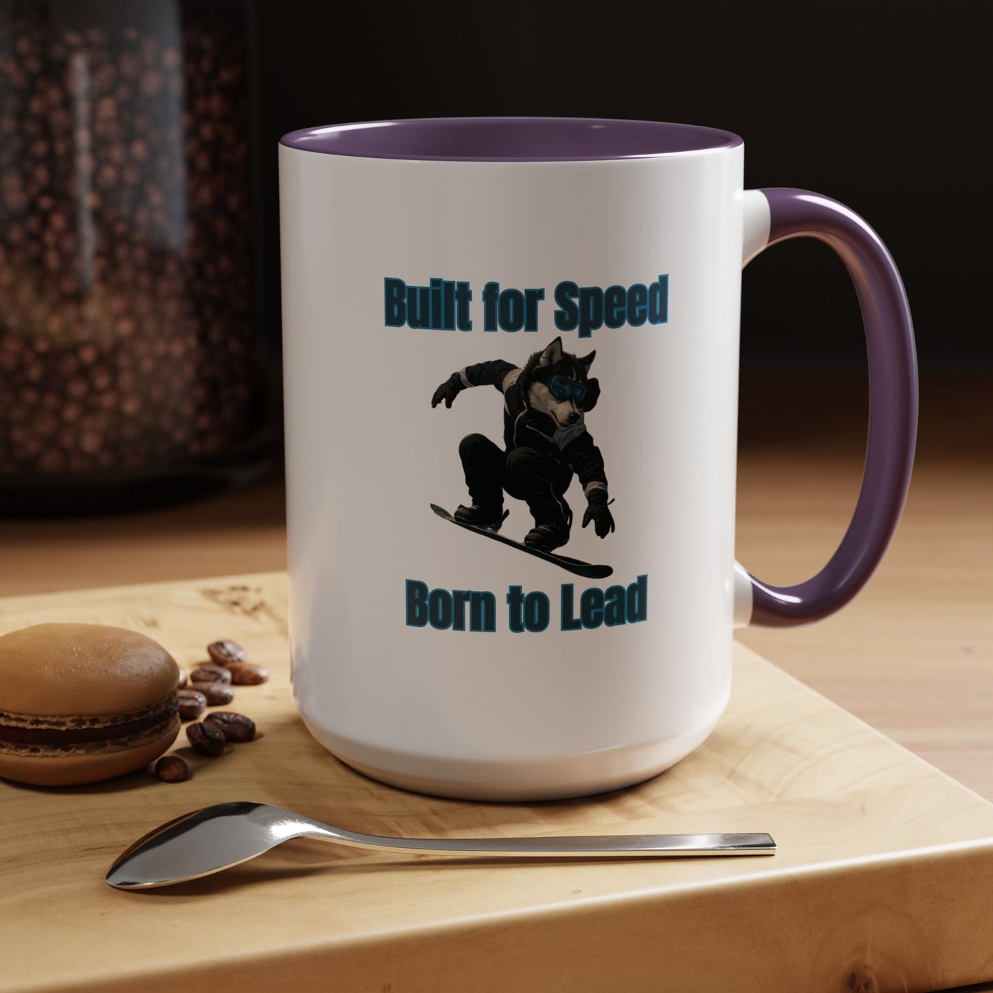 Mug - Dog on Snowboard Coffee Mug (11, 15oz) - Fantasy Dog Portraits