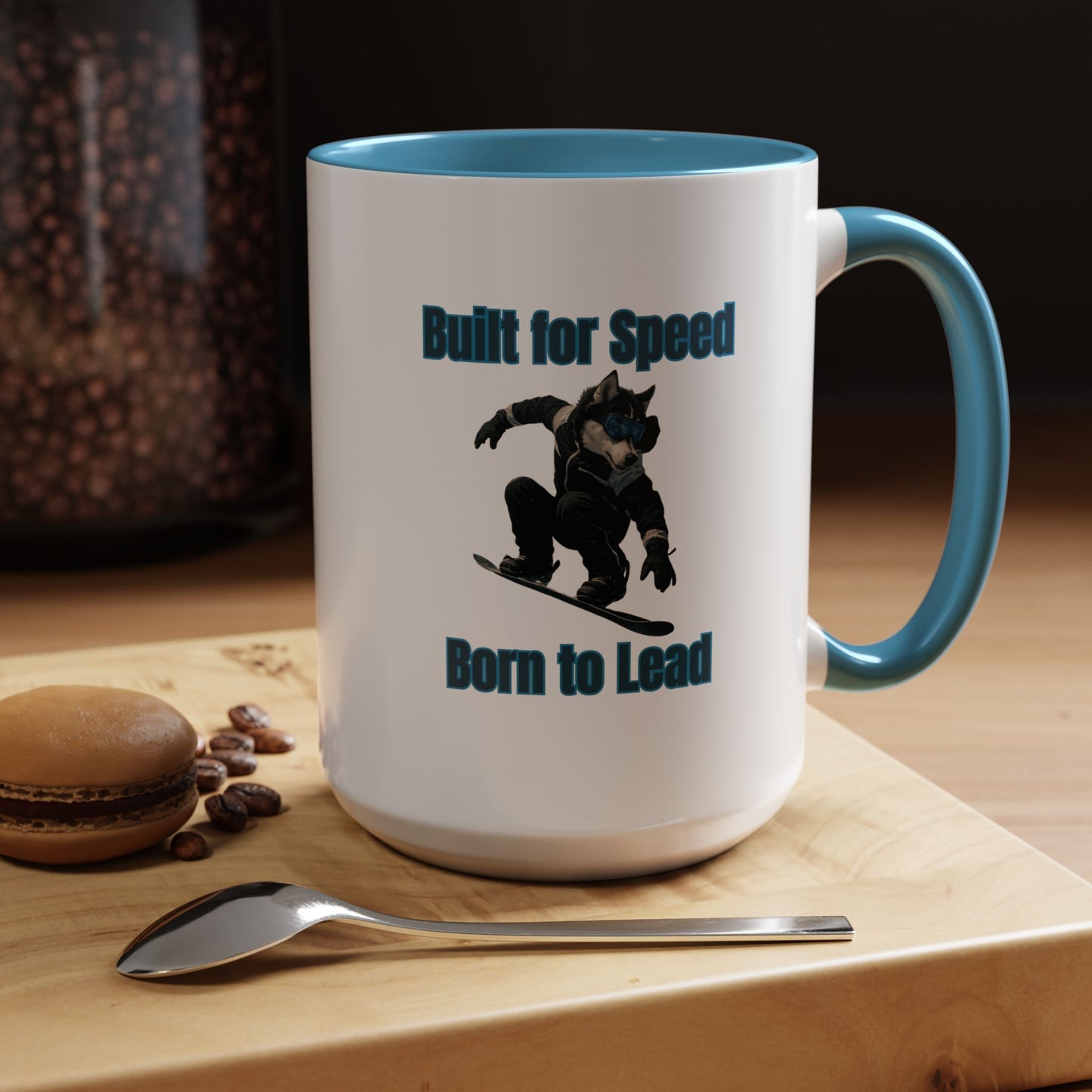 Mug - Dog on Snowboard Coffee Mug (11, 15oz) - Fantasy Dog Portraits