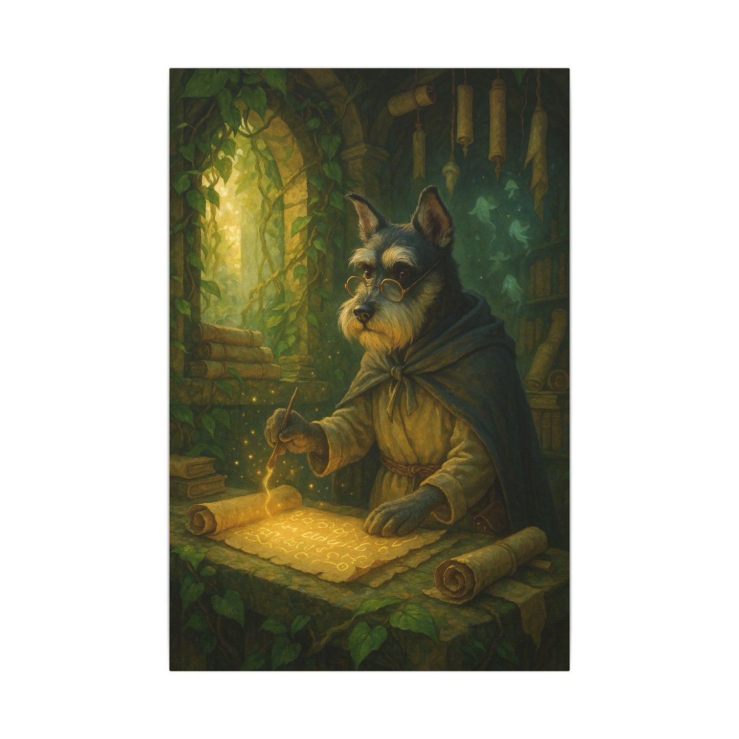 Canine Scholar's Mystical Scroll-Fantasy Dog Portraits - Fantasy Dog Portraits