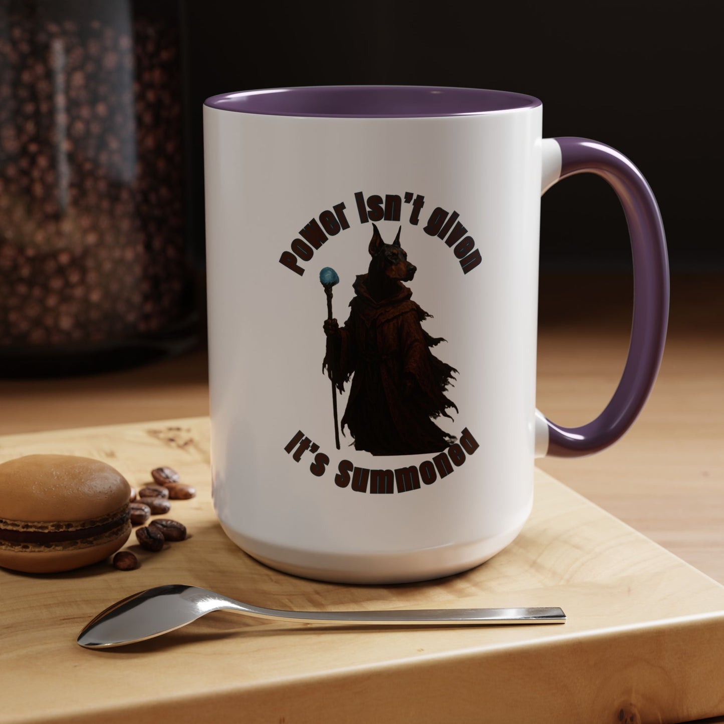 Mug - Wizard Dog with Power Stick Design - 11, 15oz - Fantasy Dog Portraits