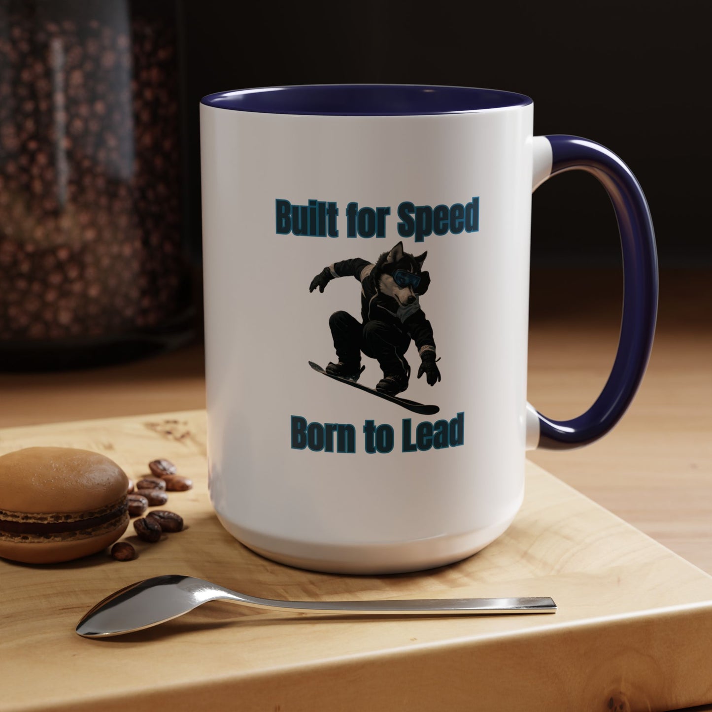 Mug - Dog on Snowboard Coffee Mug (11, 15oz) - Fantasy Dog Portraits