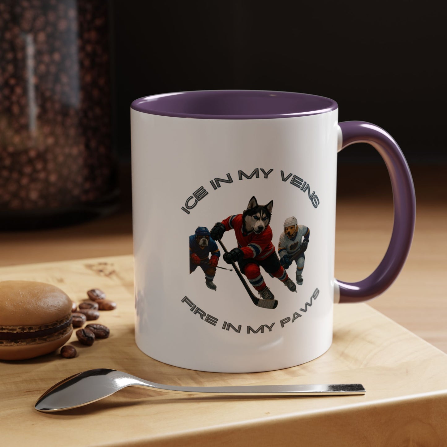 Mug Dogs Playing Hockey 11, 15oz - Fantasy Dog Portraits