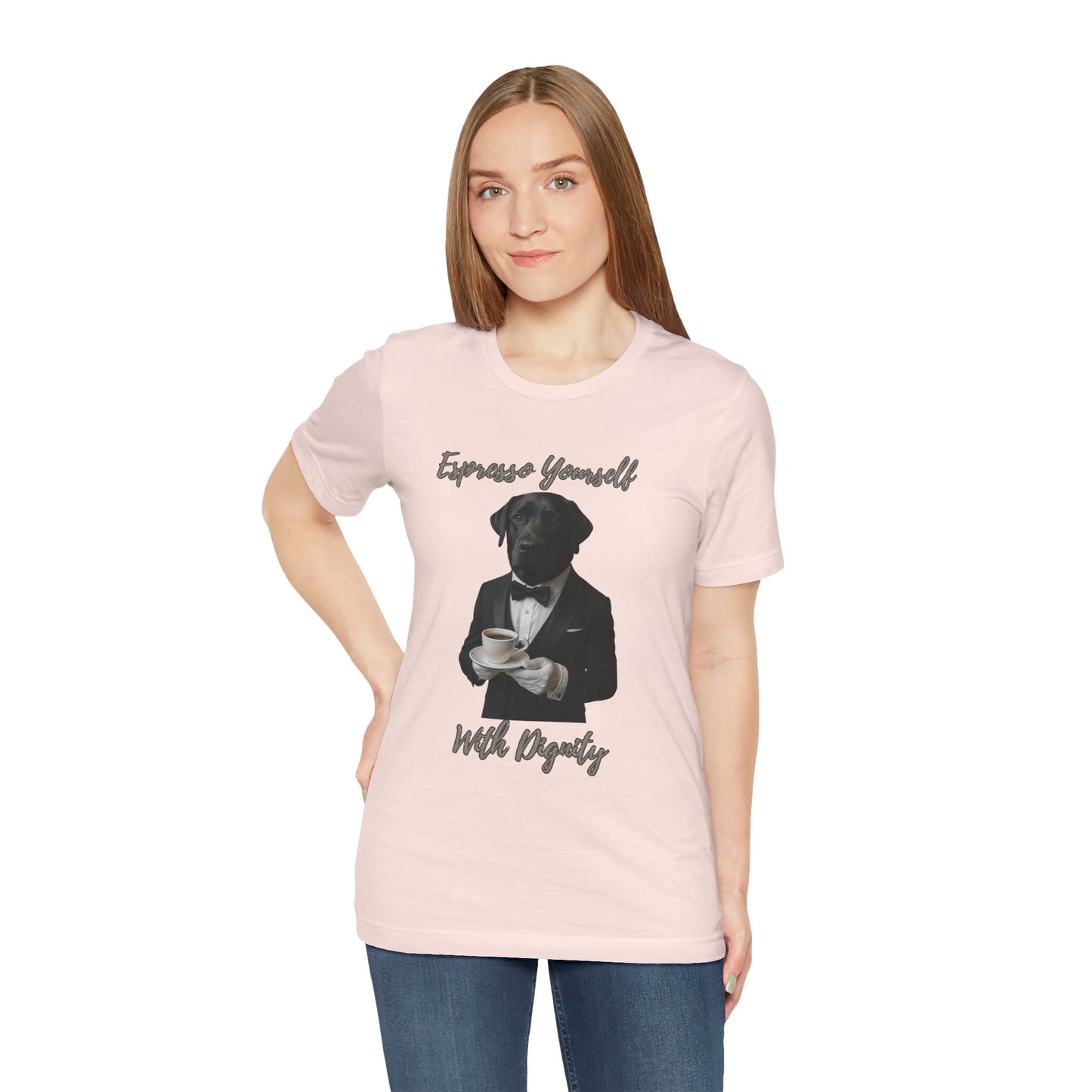 Unisex Stylish Dog Graphic Tee - 'Express Yourself With Dignity', Pet Lover's Shirt, Gift for Dog Owners, Cute Casual Wear, Animal Lover's Tee