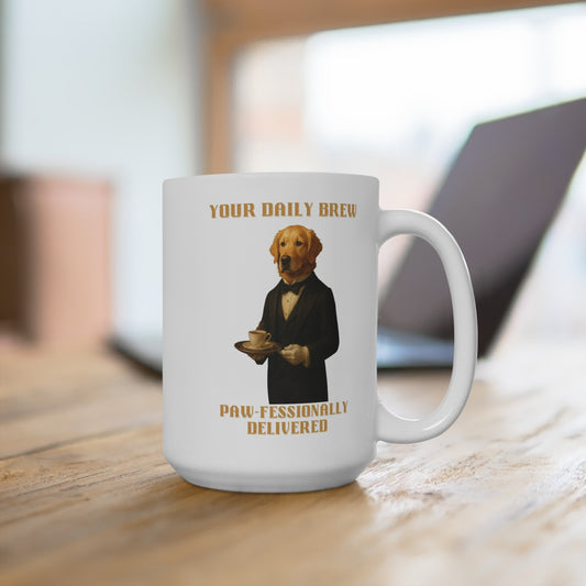 Paw-fessional Brew Mug - Funny Dog Design, Pet Lover Gift, Coffee Cup, 15oz Ceramic Mug, Gift for Dog Owners