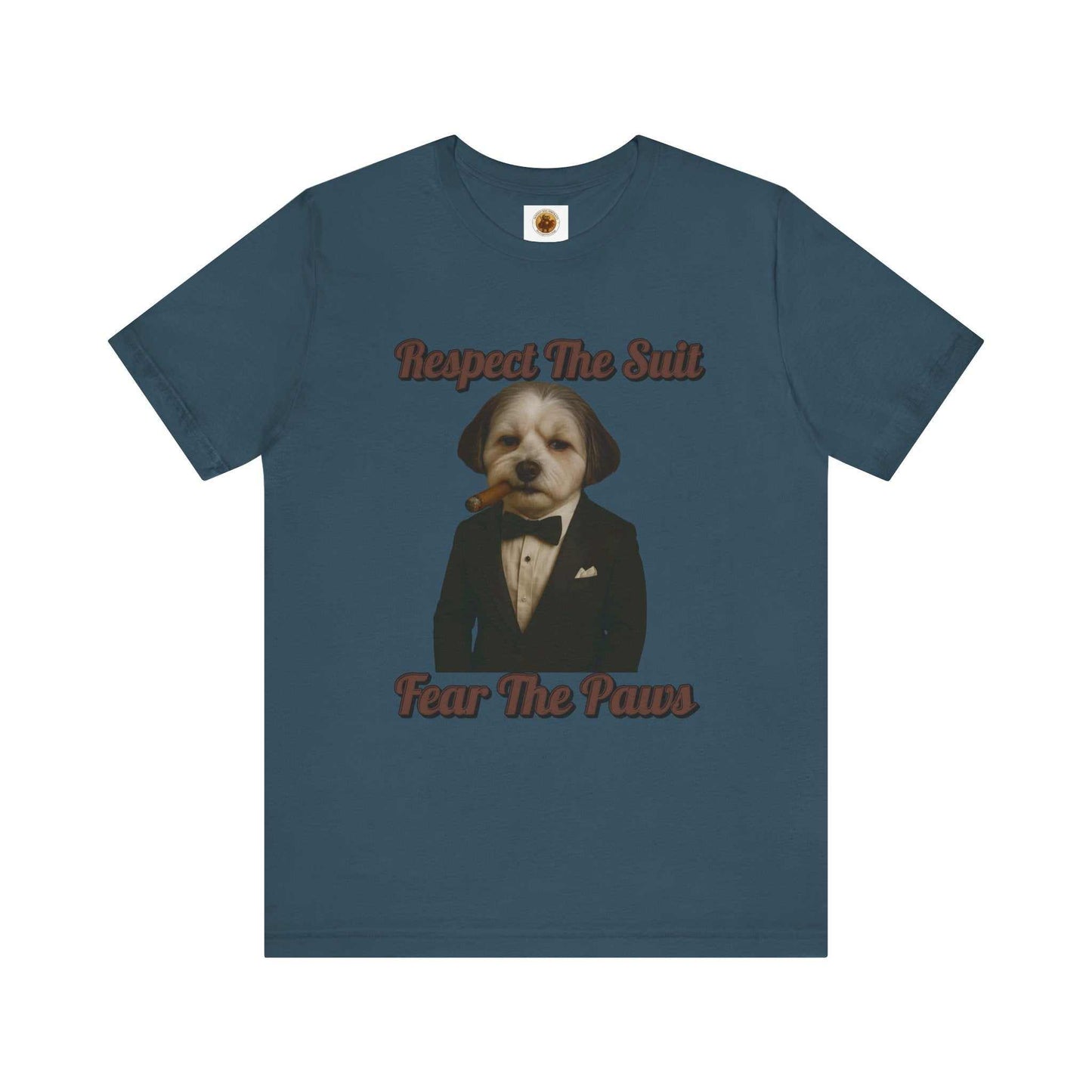 Respect the Suit Dog T-Shirt, Funny Animal Tee, Pet Lover Gift, Casual Wear, Unique Graphic Apparel - Fantasy Dog Portraits