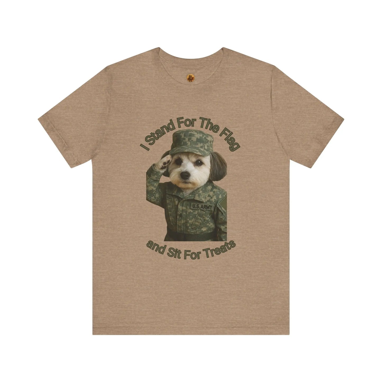 Patriotic Dog Graphic Tee, Funny Military Dog Shirt, Unisex Humor Tee, Gift for Dog Lovers, Independence Day Top Printify