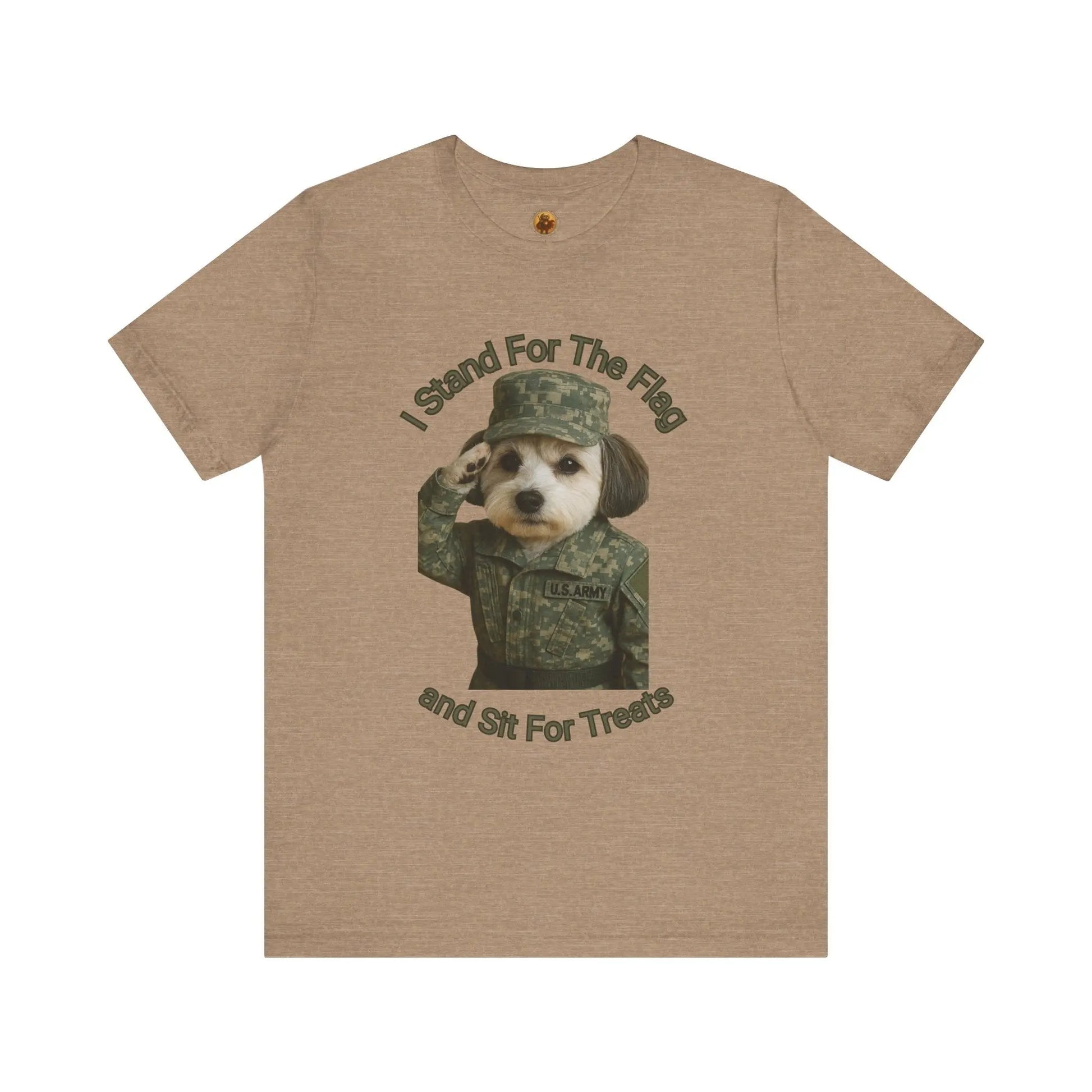 Patriotic Dog Graphic Tee, Funny Military Dog Shirt, Unisex Humor Tee, Gift for Dog Lovers, Independence Day Top Printify