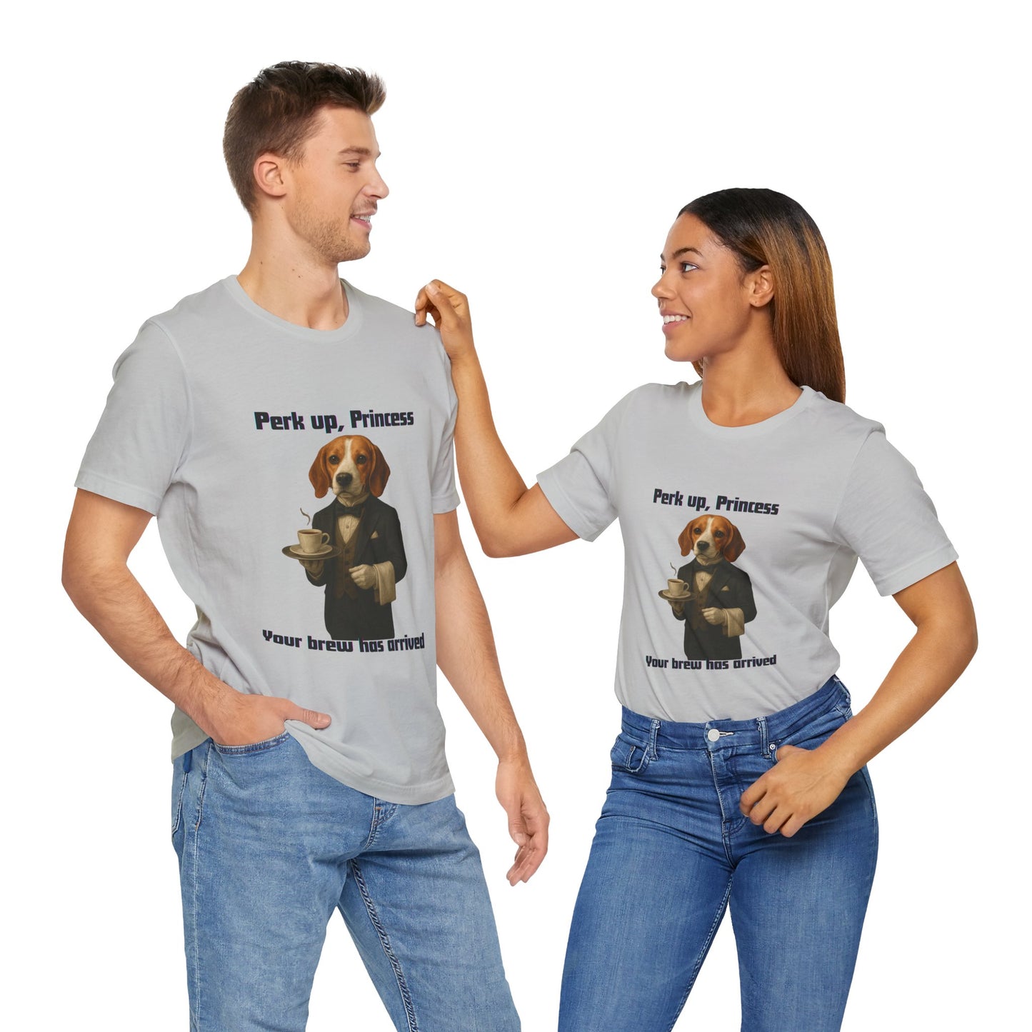 Unisex Charming Dog-Themed Tee for Coffee Lovers | Pet Lover Gift, Funny T-Shirt, Animal Lover Apparel, Gift for Dog Moms, Unisex Tee